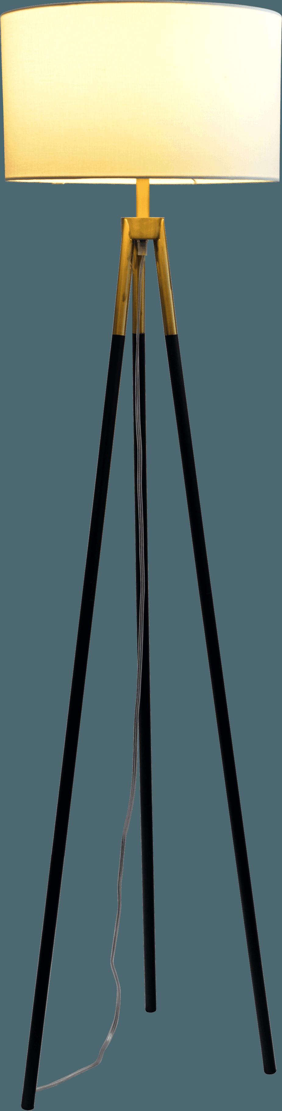 Ashcroft - Sway Brassed Gold Floor Lamp with On/Off Switch Triple Legs White Fabric Shade