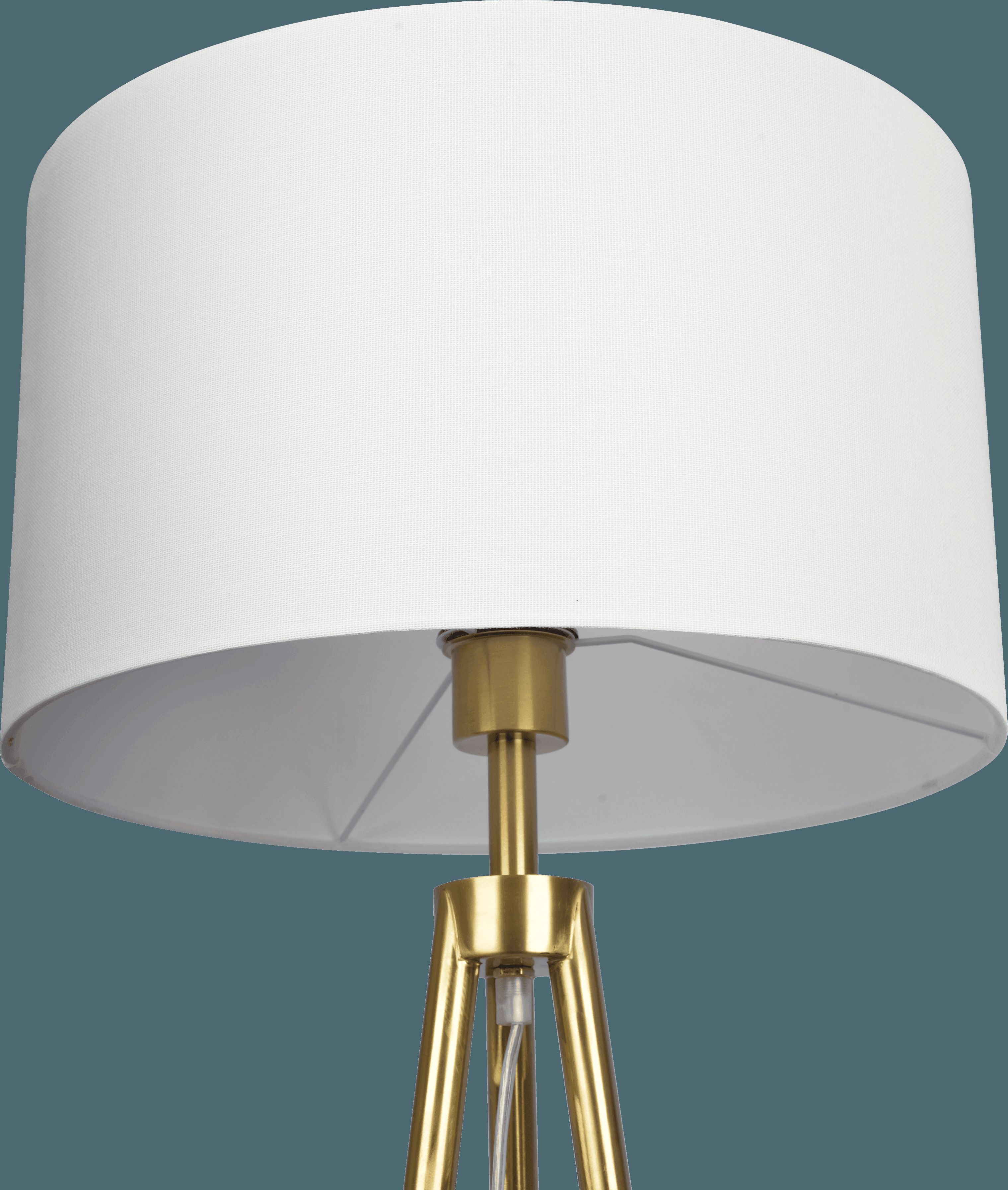 Ashcroft - Sway Brassed Gold Floor Lamp with On/Off Switch Triple Legs White Fabric Shade