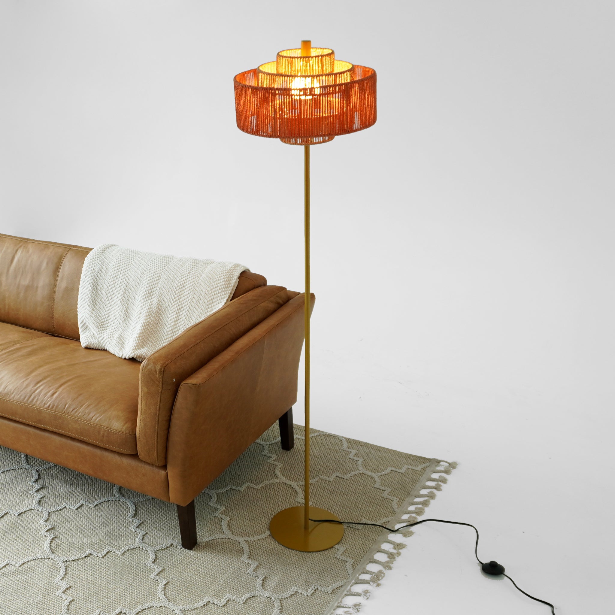 Ashcroft - Phosma Floor Lamp Gold and Natural - Terracotta