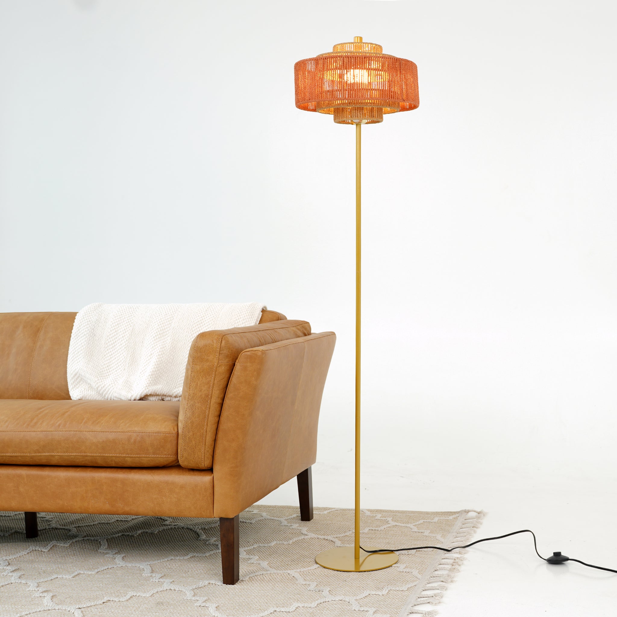 Ashcroft - Phosma Floor Lamp Gold and Natural - Terracotta