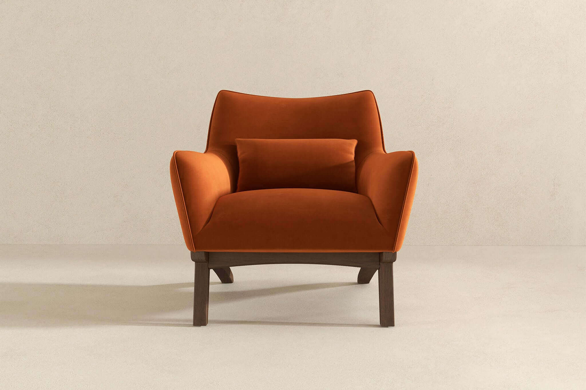 Ashcroft Brayden Mid-Century Modern Velvet Armchair - Burnt Orange