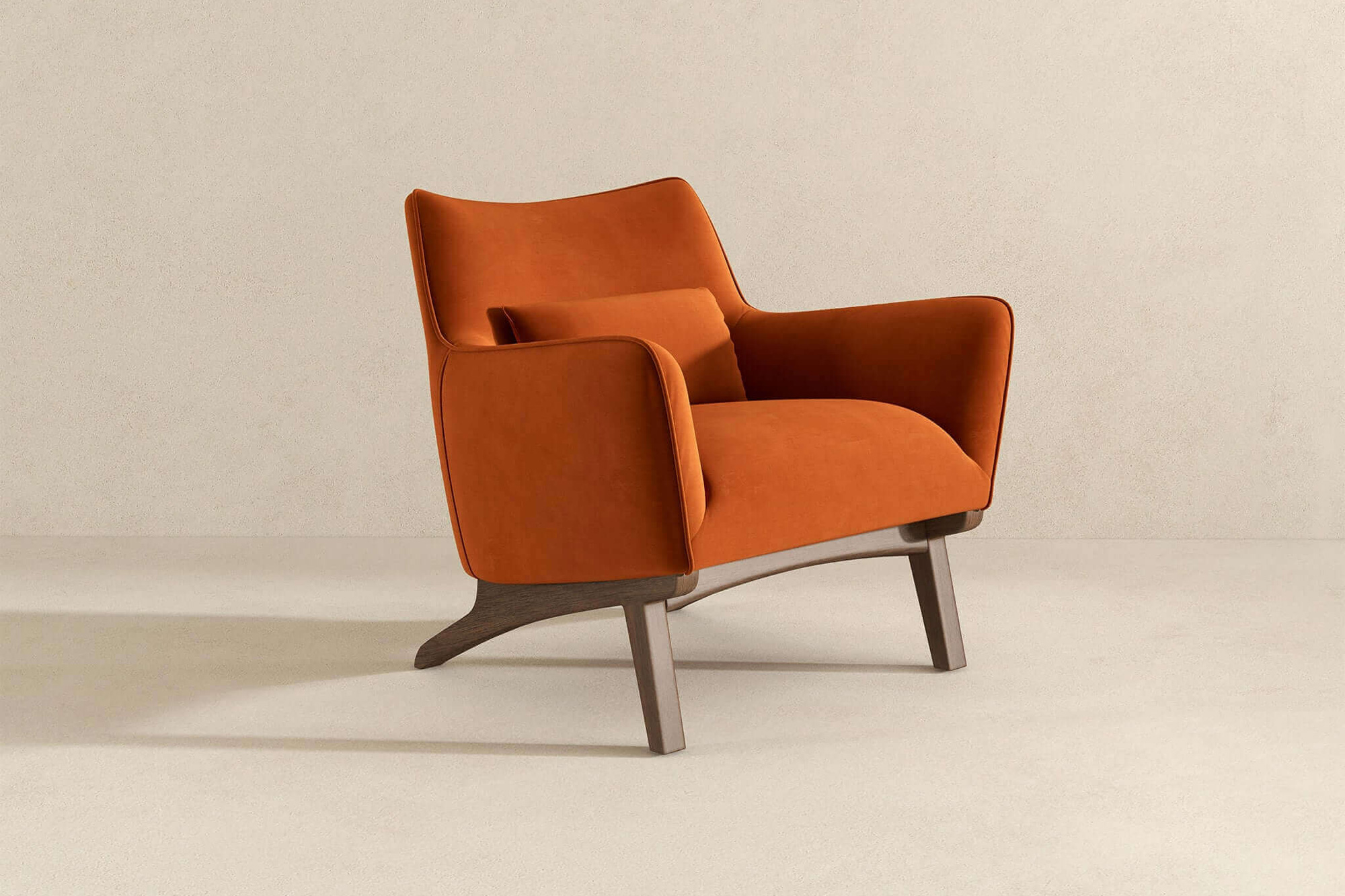 Ashcroft Brayden Mid-Century Modern Velvet Armchair - Burnt Orange
