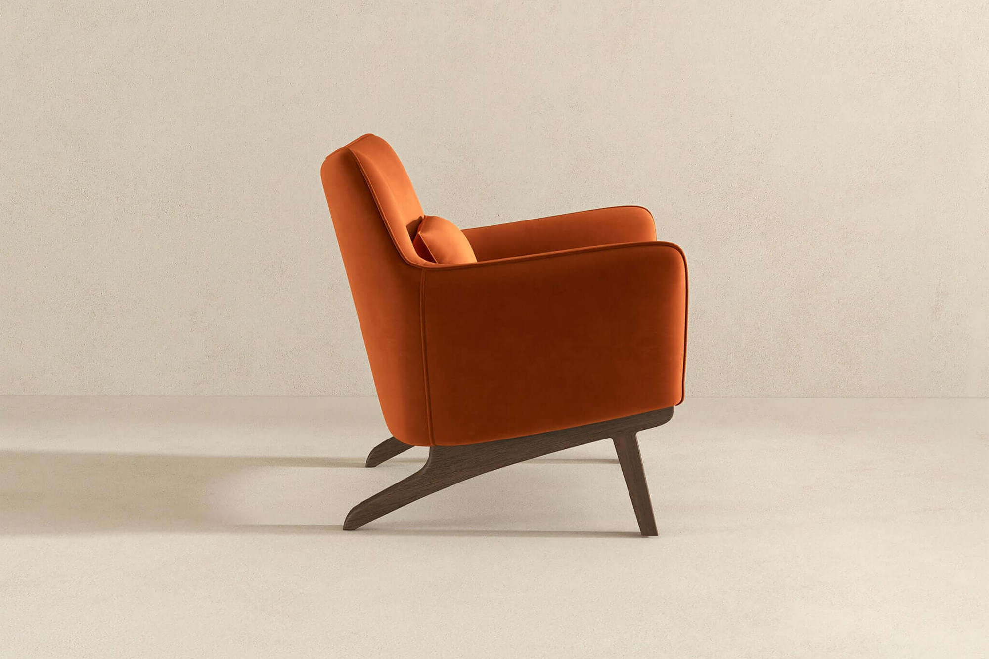 Ashcroft Brayden Mid-Century Modern Velvet Armchair - Burnt Orange