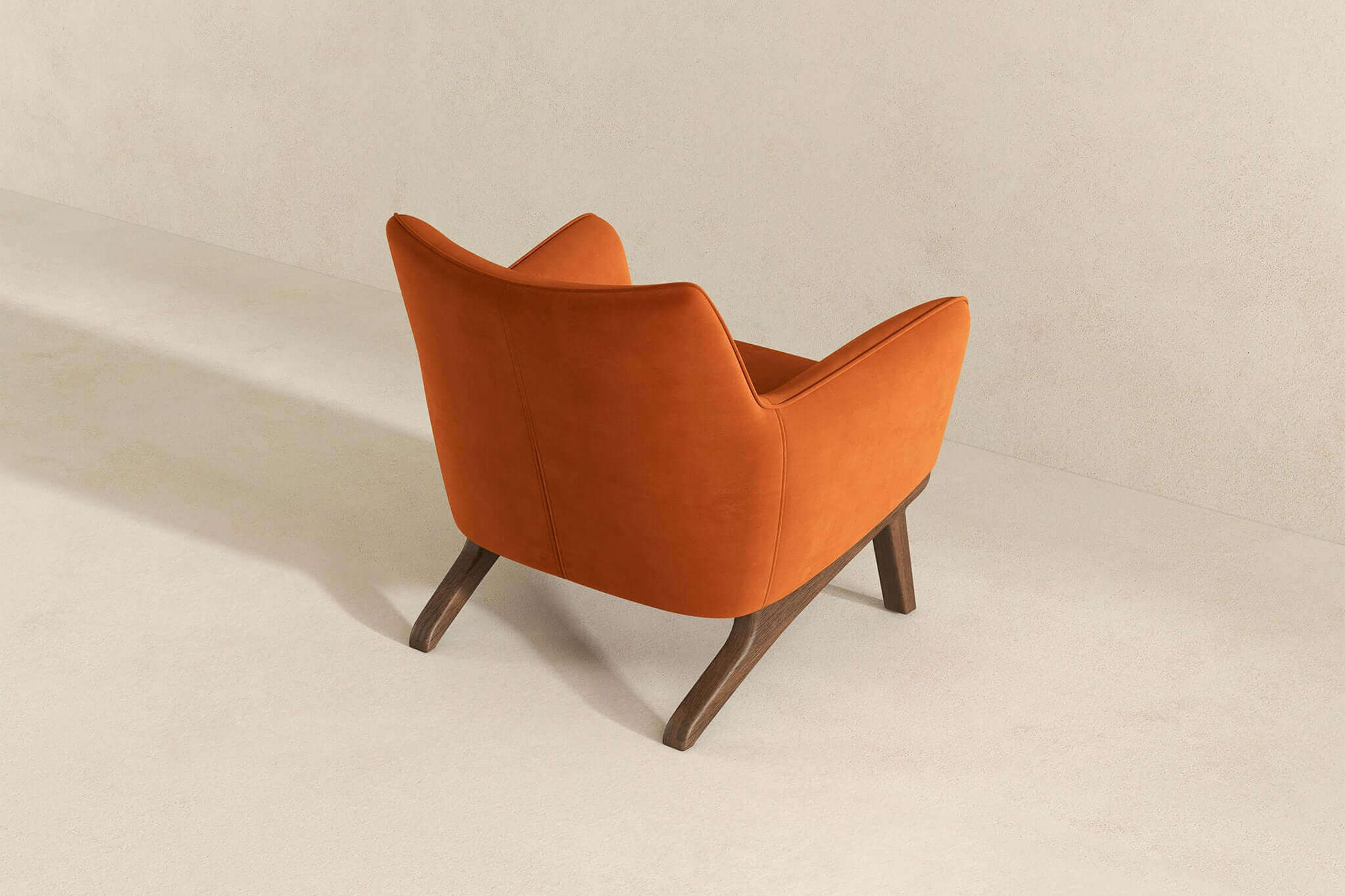 Ashcroft Brayden Mid-Century Modern Velvet Armchair - Burnt Orange