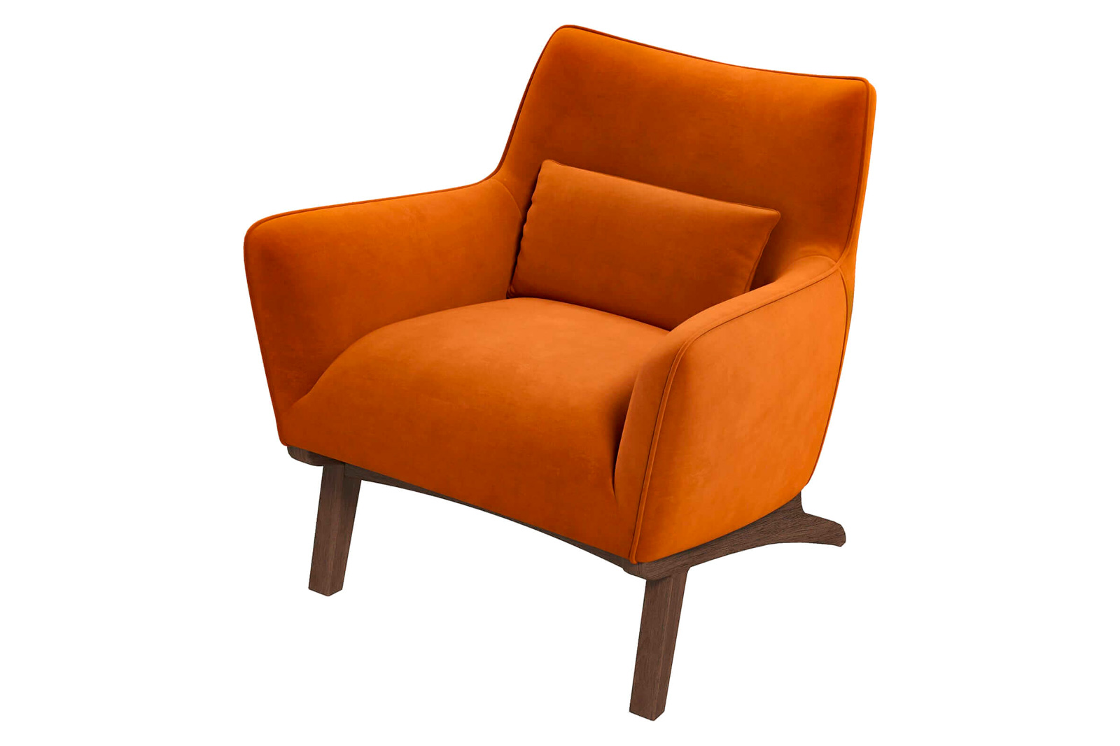 Ashcroft Brayden Mid-Century Modern Velvet Armchair - Burnt Orange