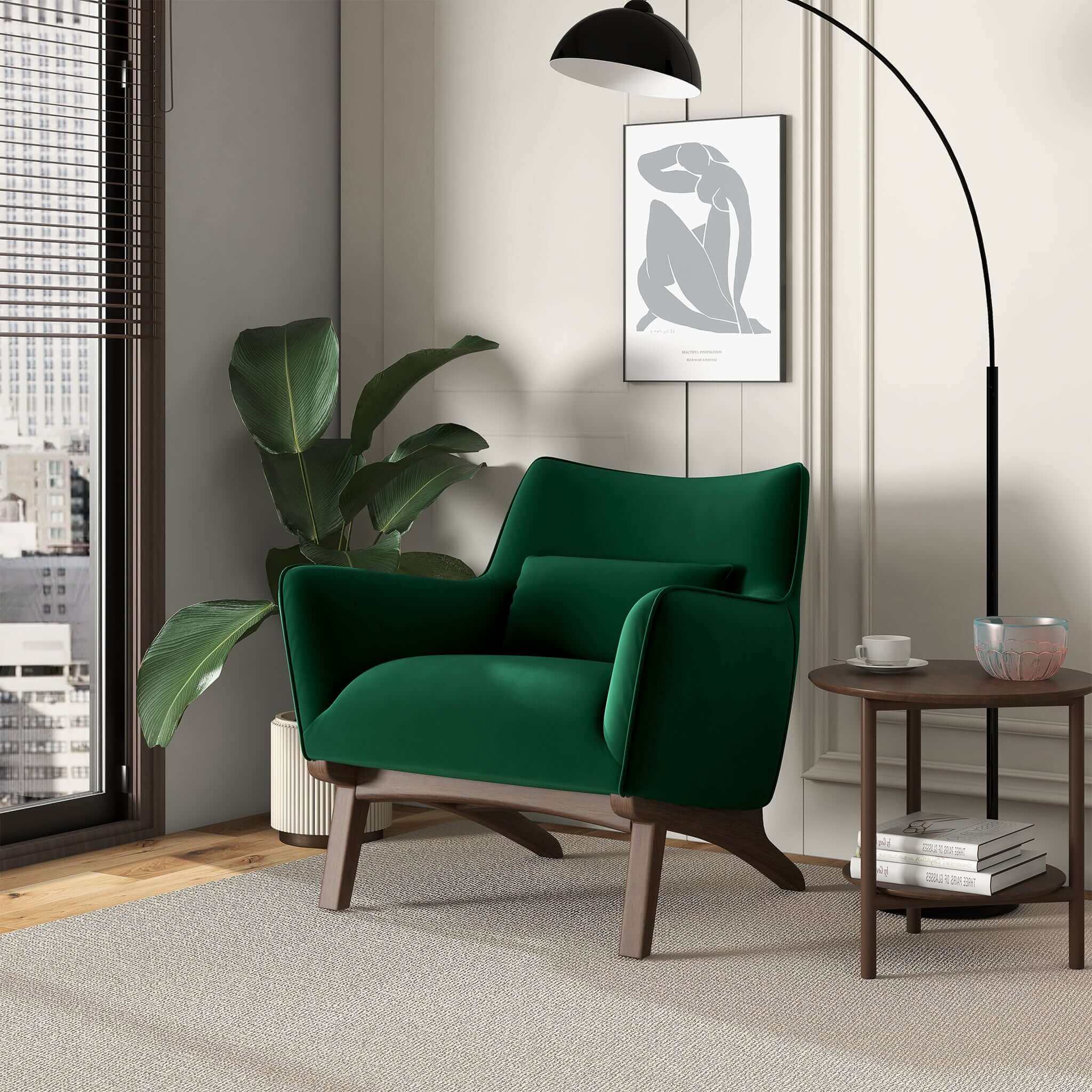 Ashcroft - Brayden Mid-Century Modern Velvet Armchair