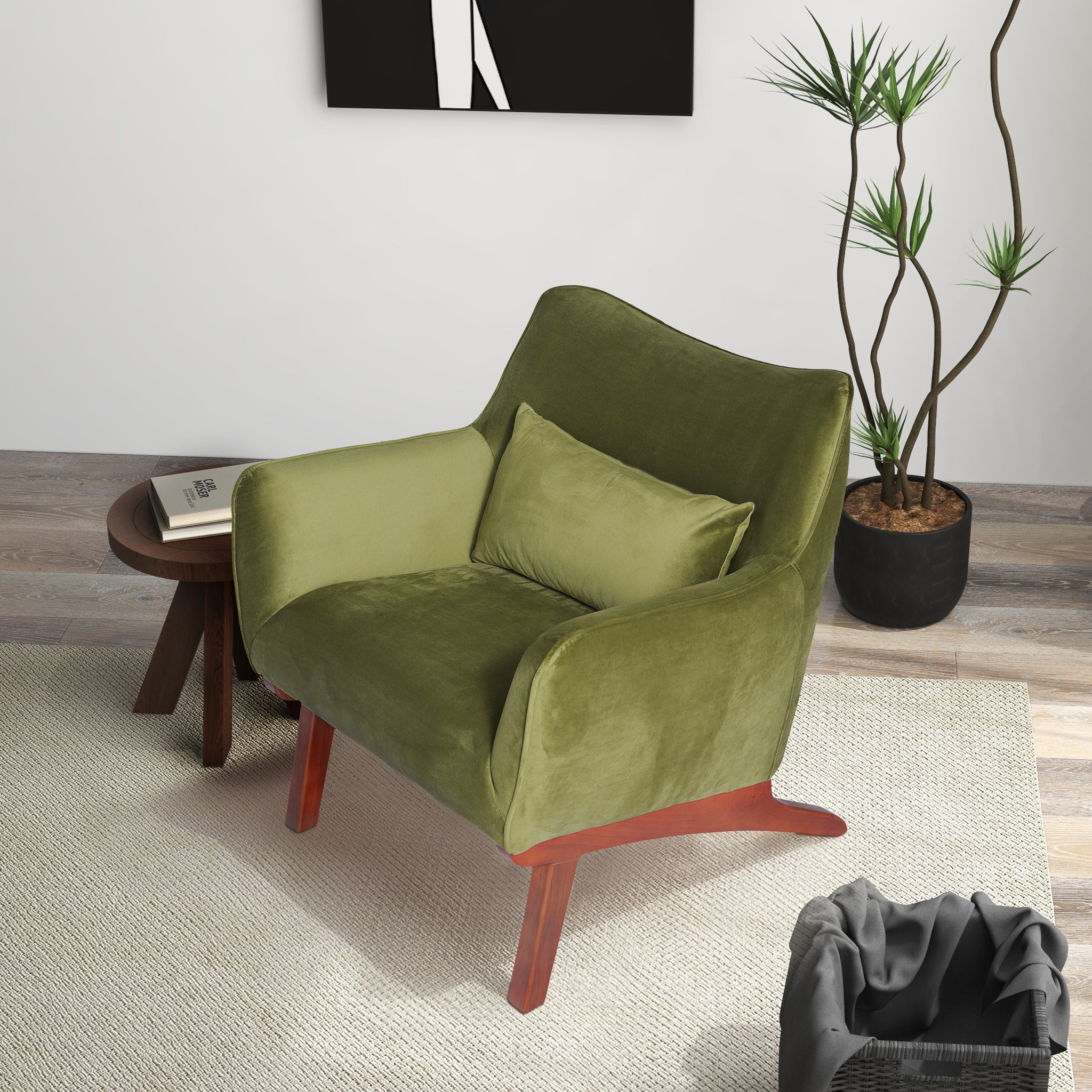 Ashcroft - Brayden Olive Green Velvet Lounge Chair