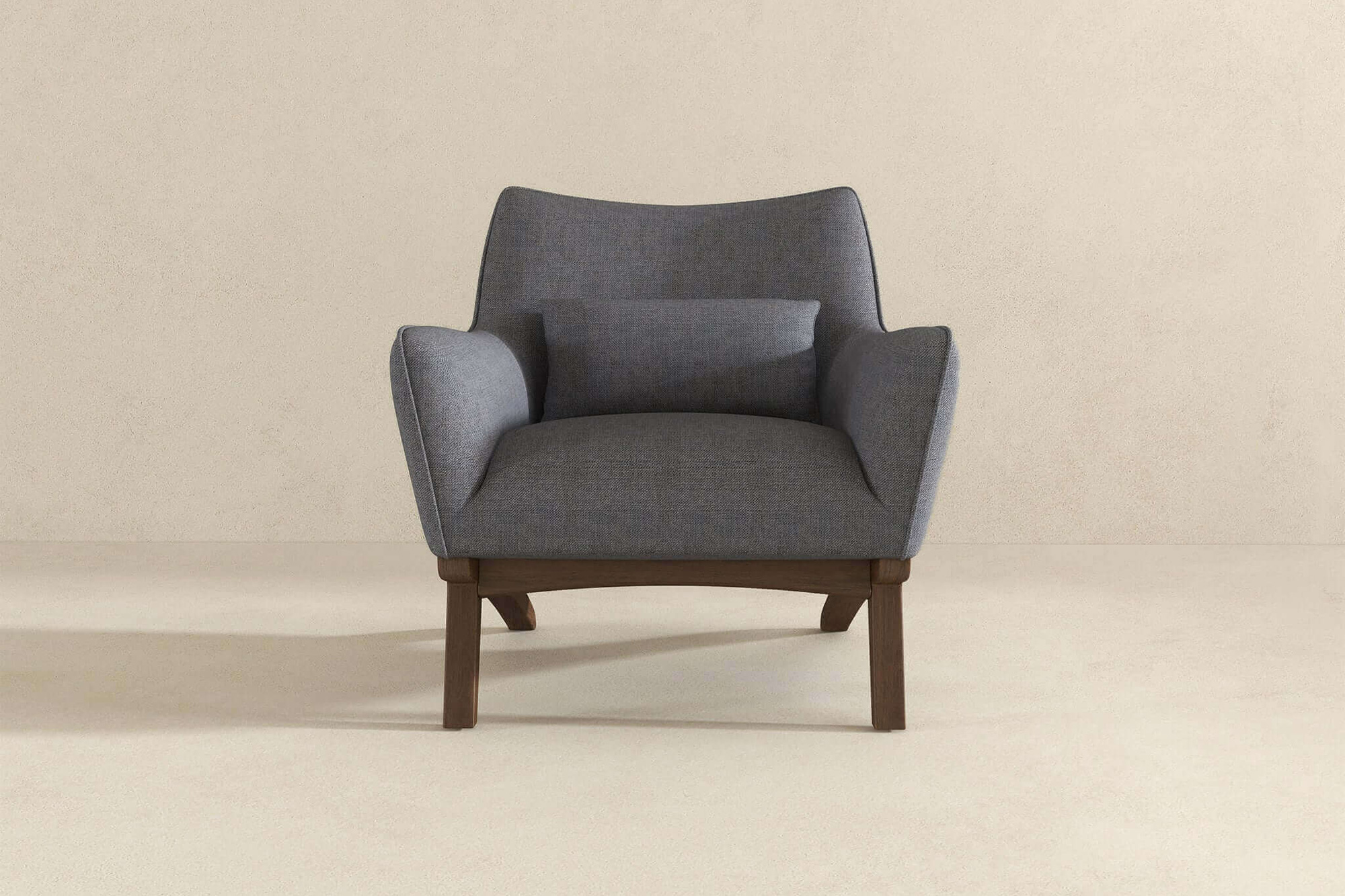 Ashcroft Brayden Mid-Century Modern Linen Armchair - Seaside Gray