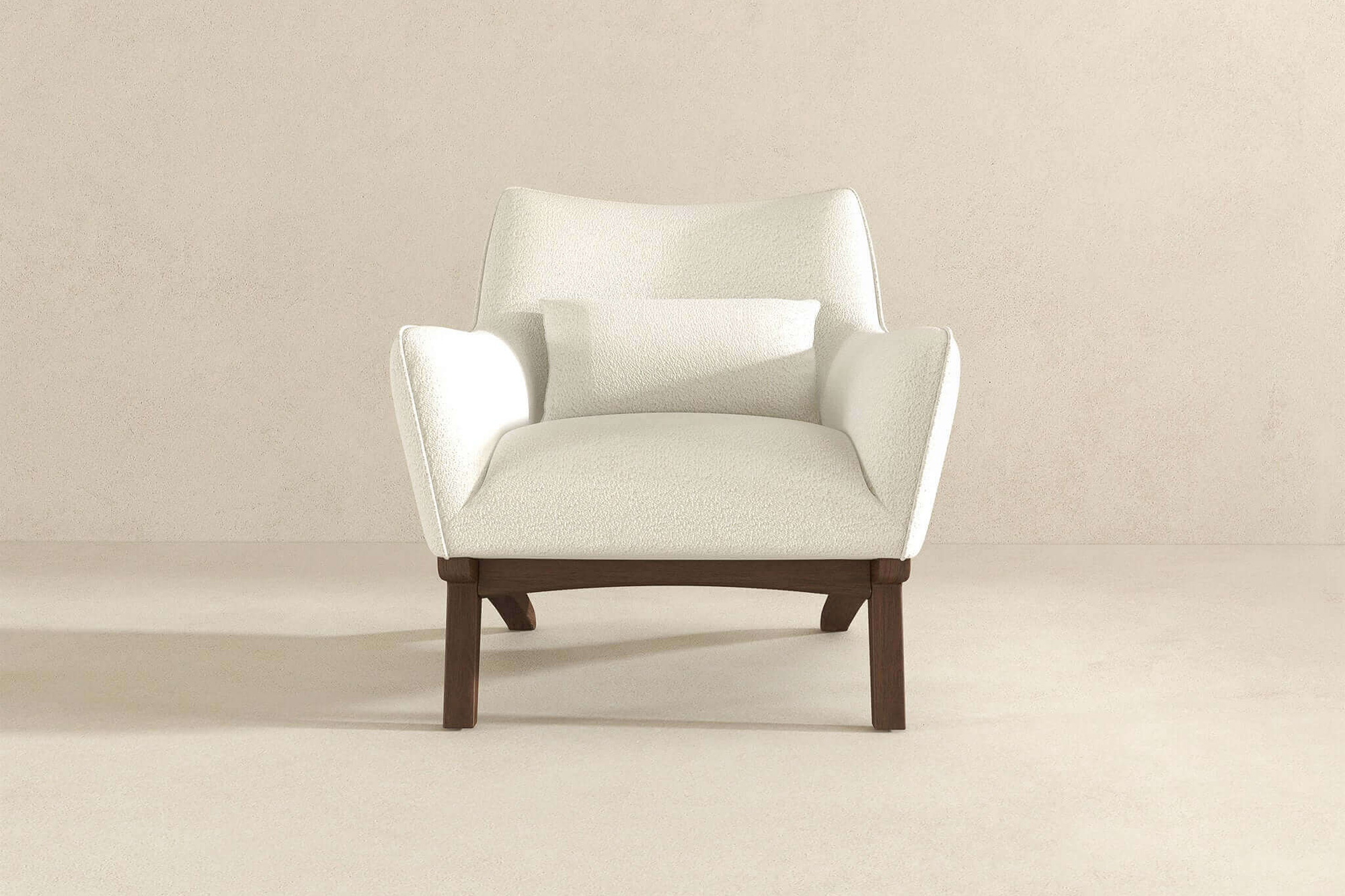 Ashcroft Brayden Mid-Century Modern Boucle Armchair - Beige