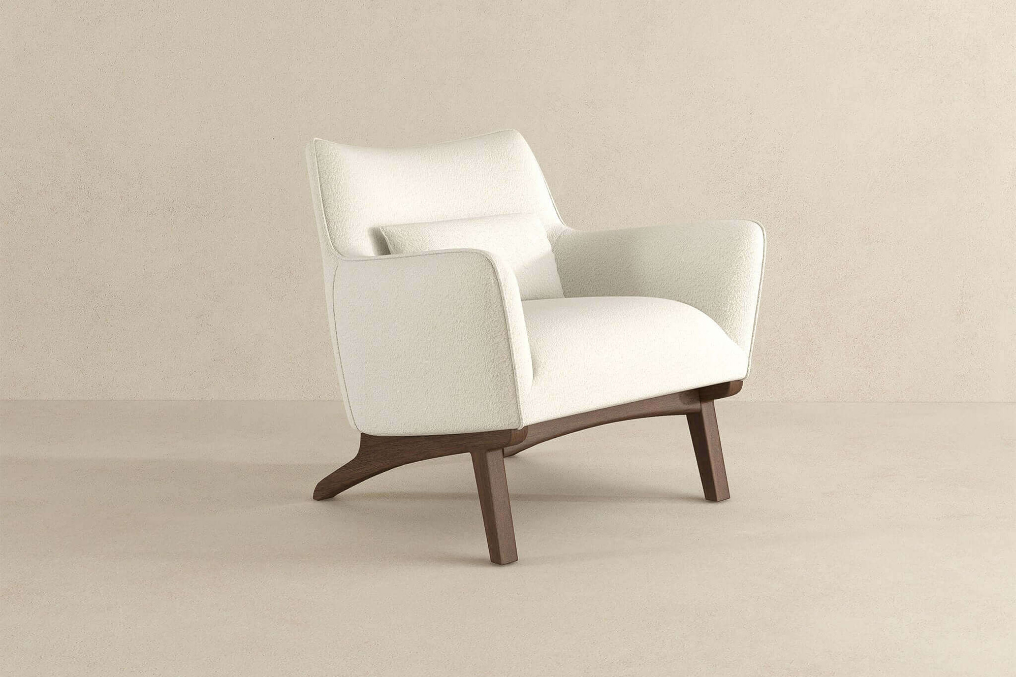 Ashcroft Brayden Mid-Century Modern Boucle Armchair - Beige