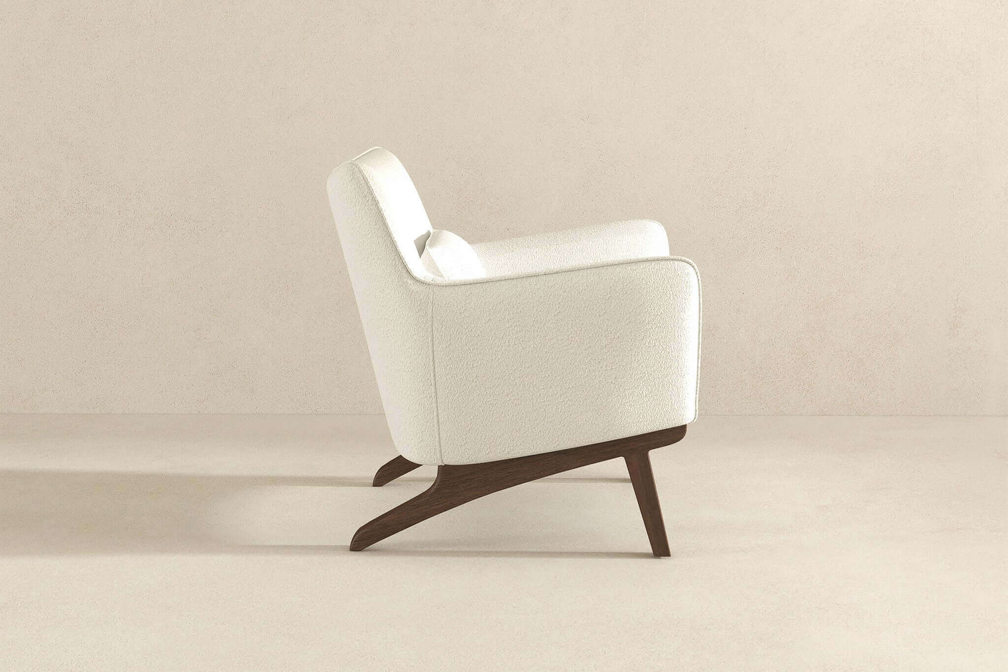 Ashcroft Brayden Mid-Century Modern Boucle Armchair - Beige