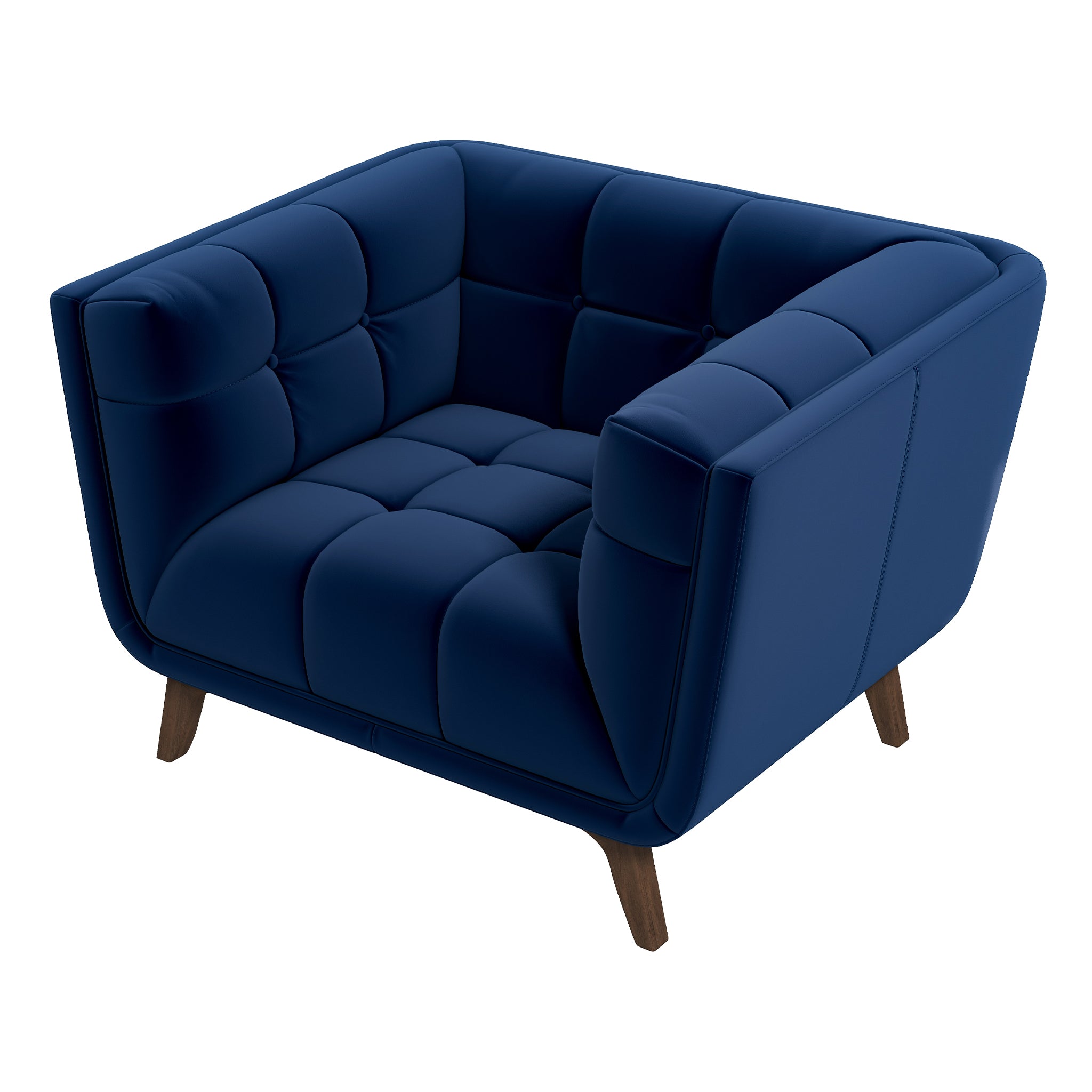 Ashcroft Addison Mid-Century Modern Velvet Lounge Chair - Dark Blue