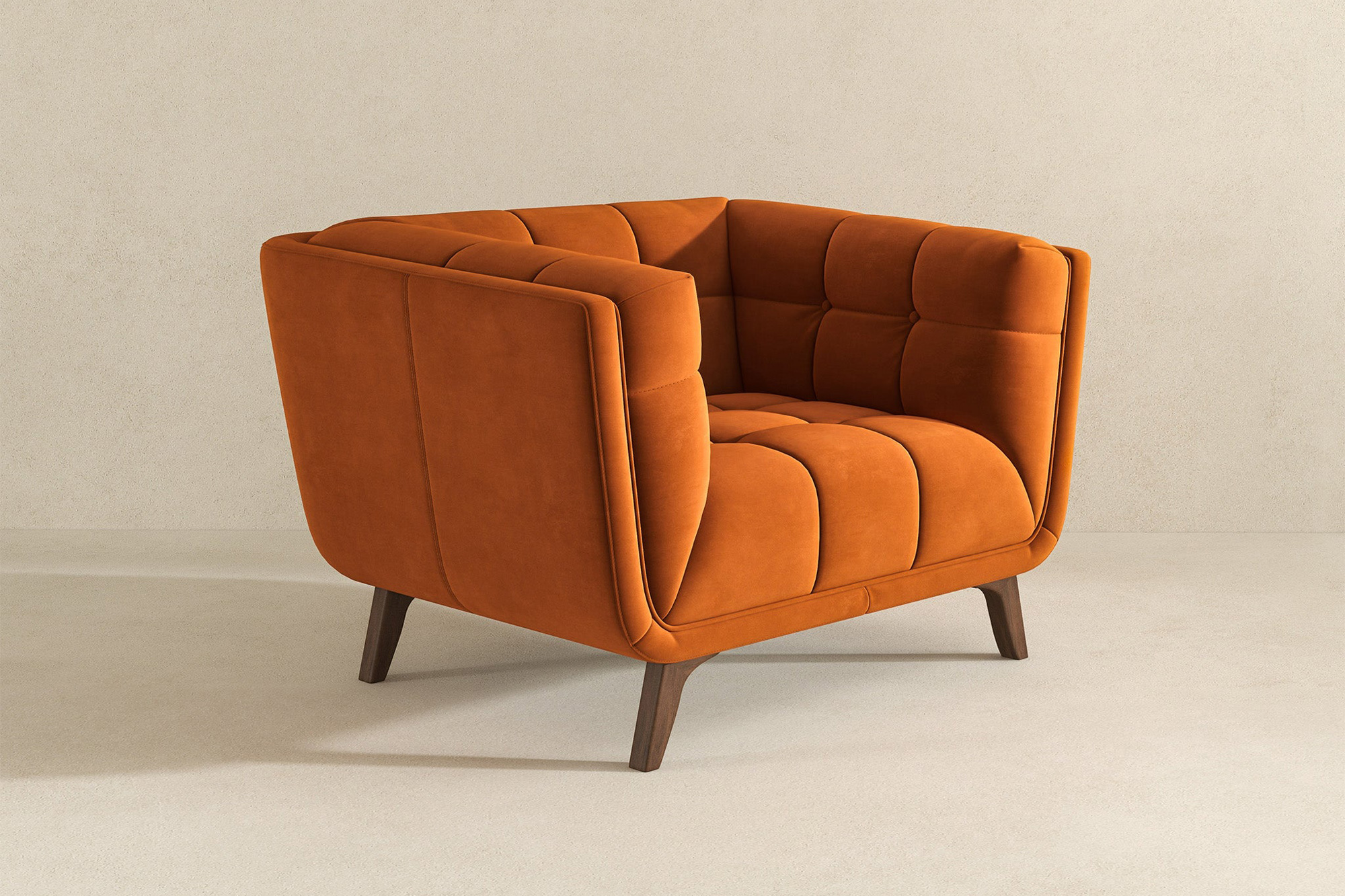 Ashcroft Addison Mid-Century Modern Velvet Lounge Chair - Burnt Orange