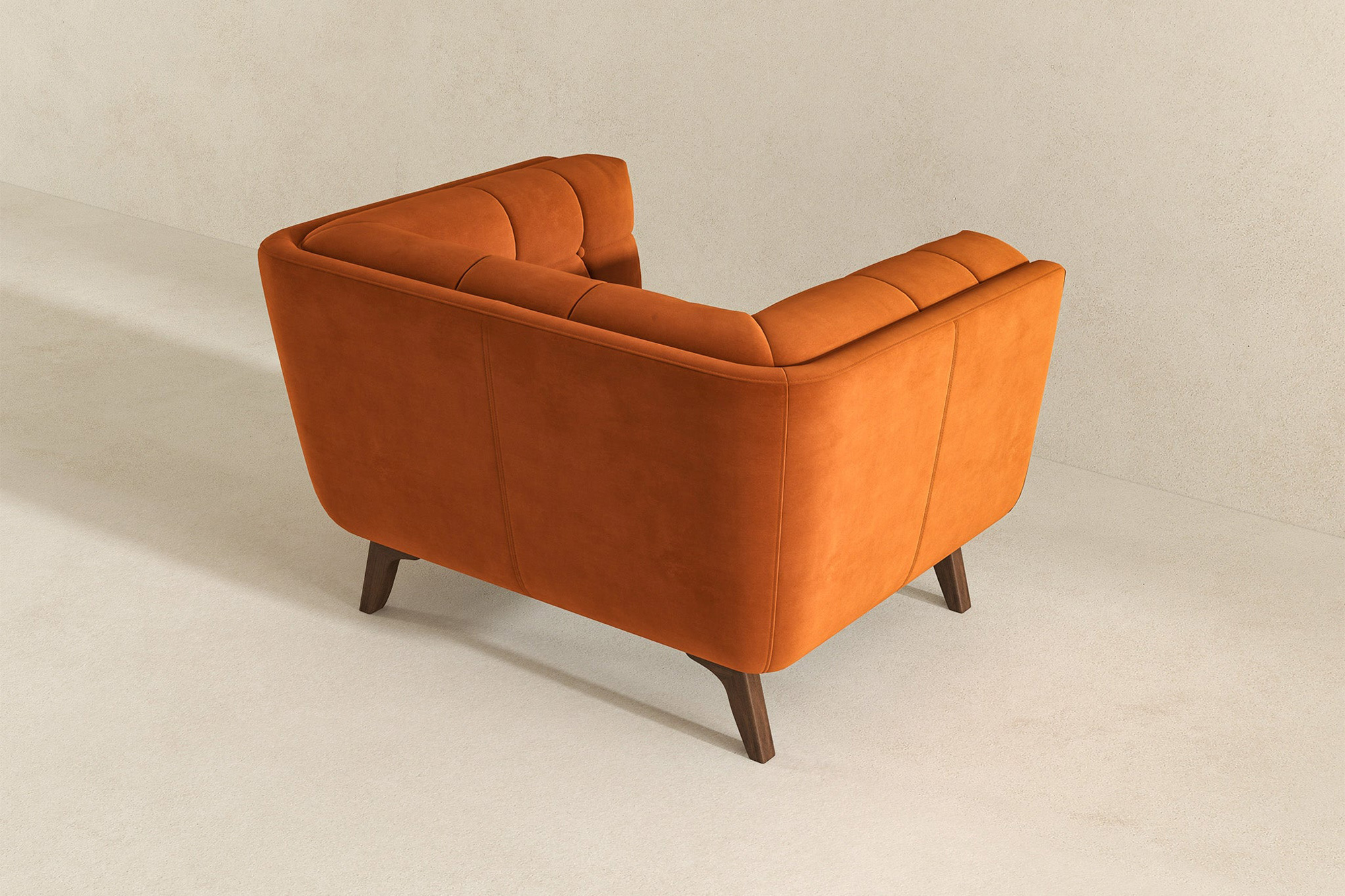Ashcroft Addison Mid-Century Modern Velvet Lounge Chair - Burnt Orange