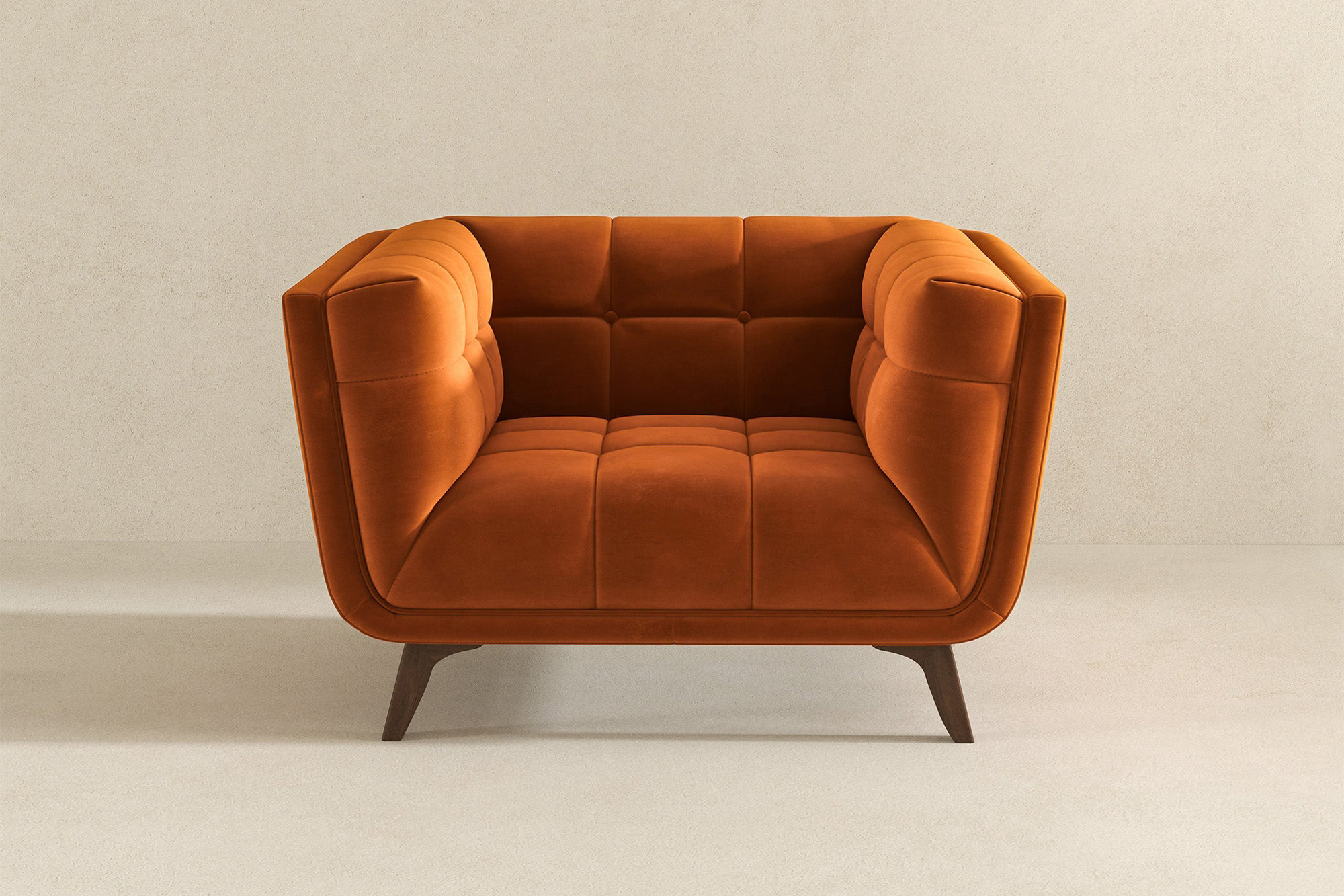 Ashcroft Addison Mid-Century Modern Velvet Lounge Chair - Burnt Orange