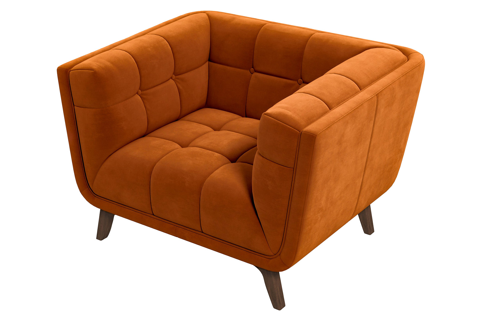 Ashcroft Addison Mid-Century Modern Velvet Lounge Chair - Burnt Orange