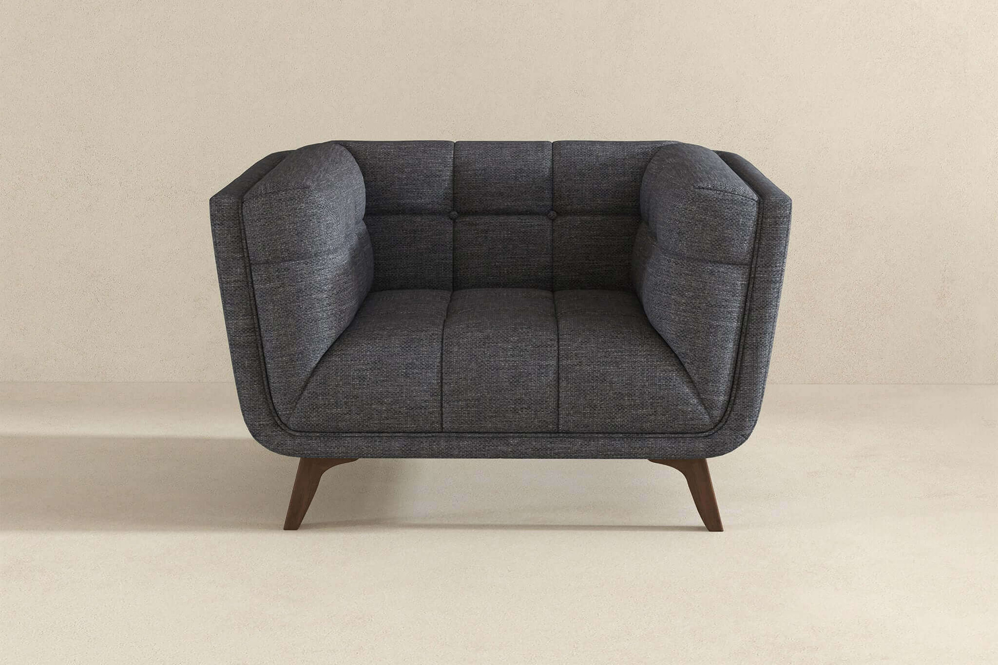 Ashcroft Addison Mid-Century Modern Linen Lounge Chair - Seaside Gray