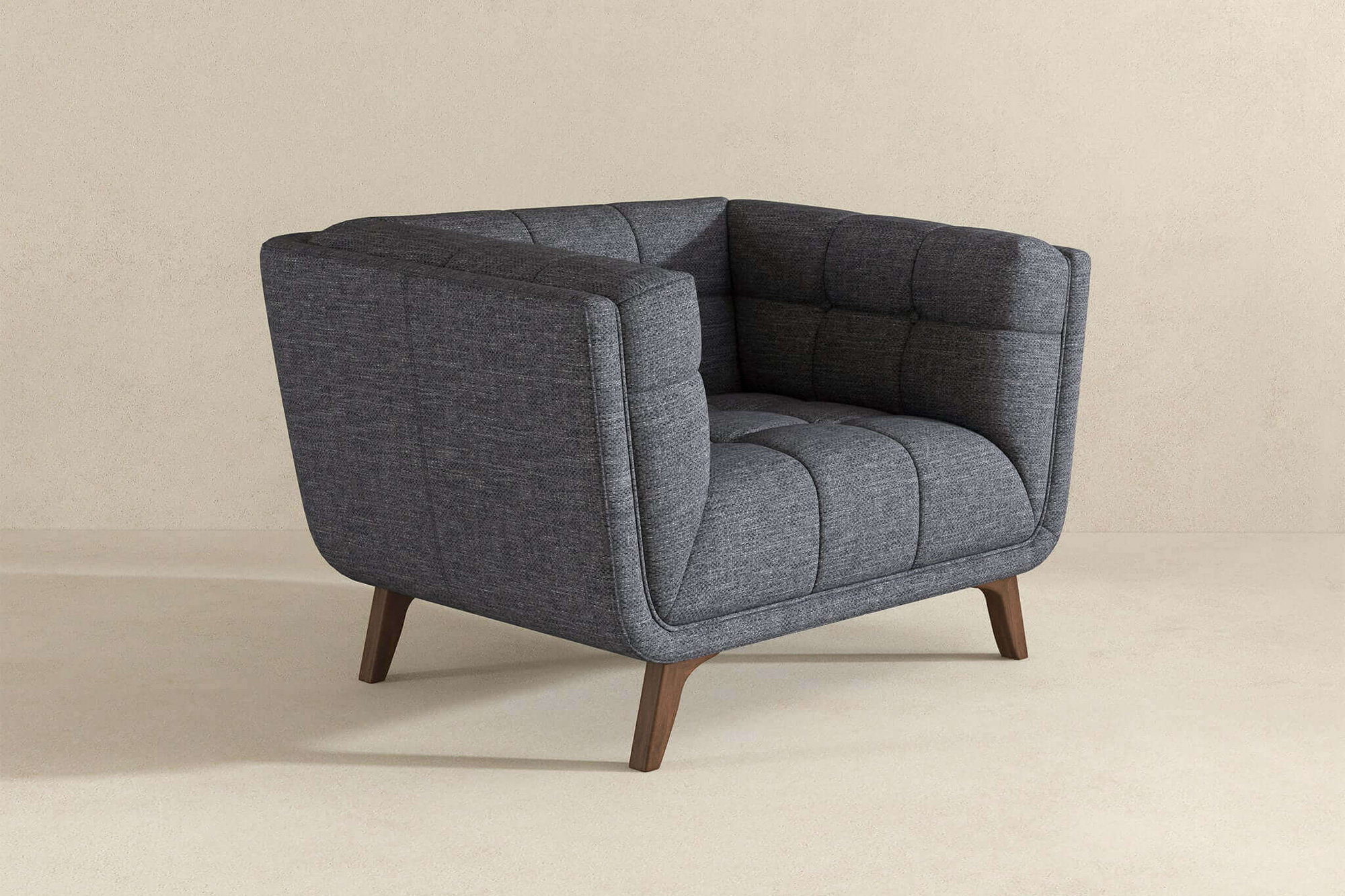 Ashcroft Addison Mid-Century Modern Linen Lounge Chair - Seaside Gray