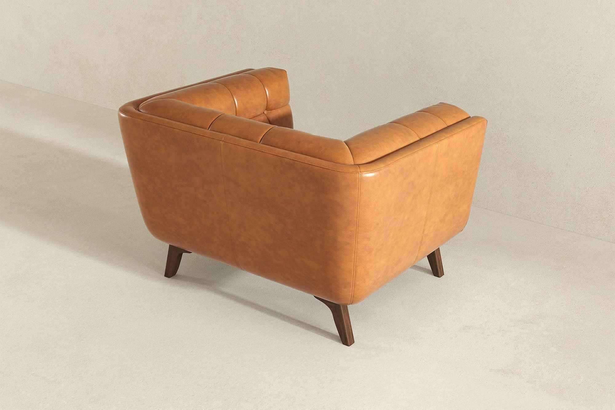 Ashcroft Addison Mid-Century Modern Leather Lounge Chair - Cognac