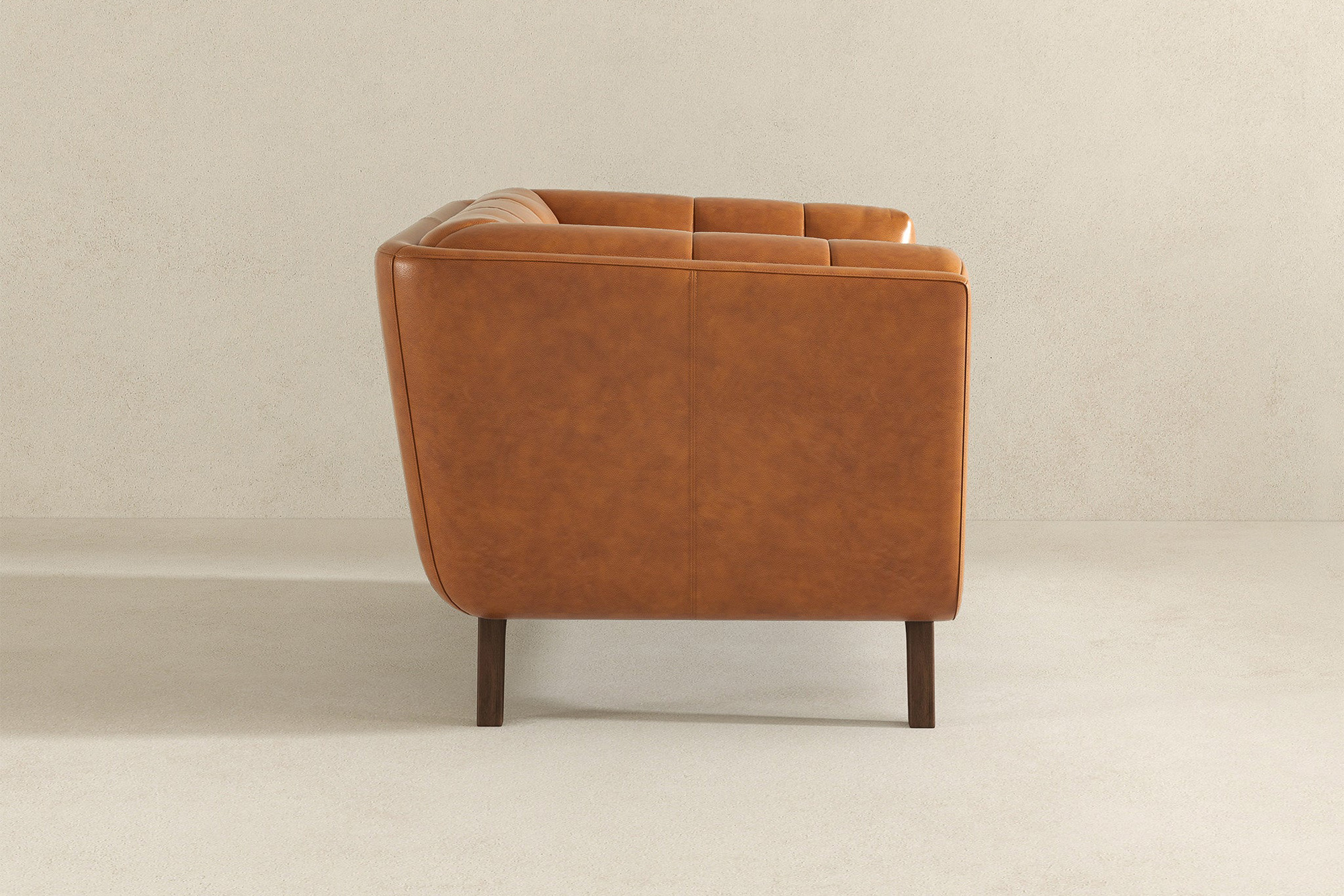 Ashcroft Addison Mid-Century Modern Leather Lounge Chair - Cognac