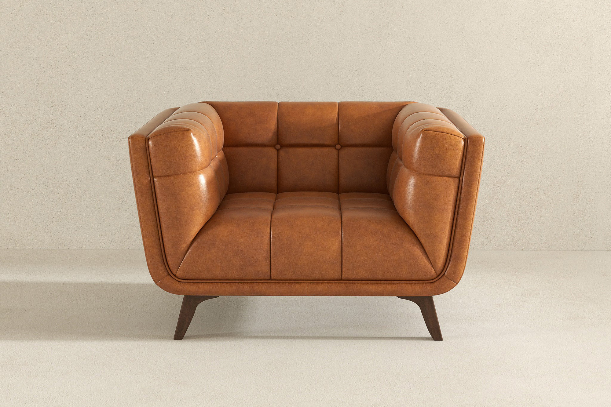 Ashcroft Addison Mid-Century Modern Leather Lounge Chair - Cognac