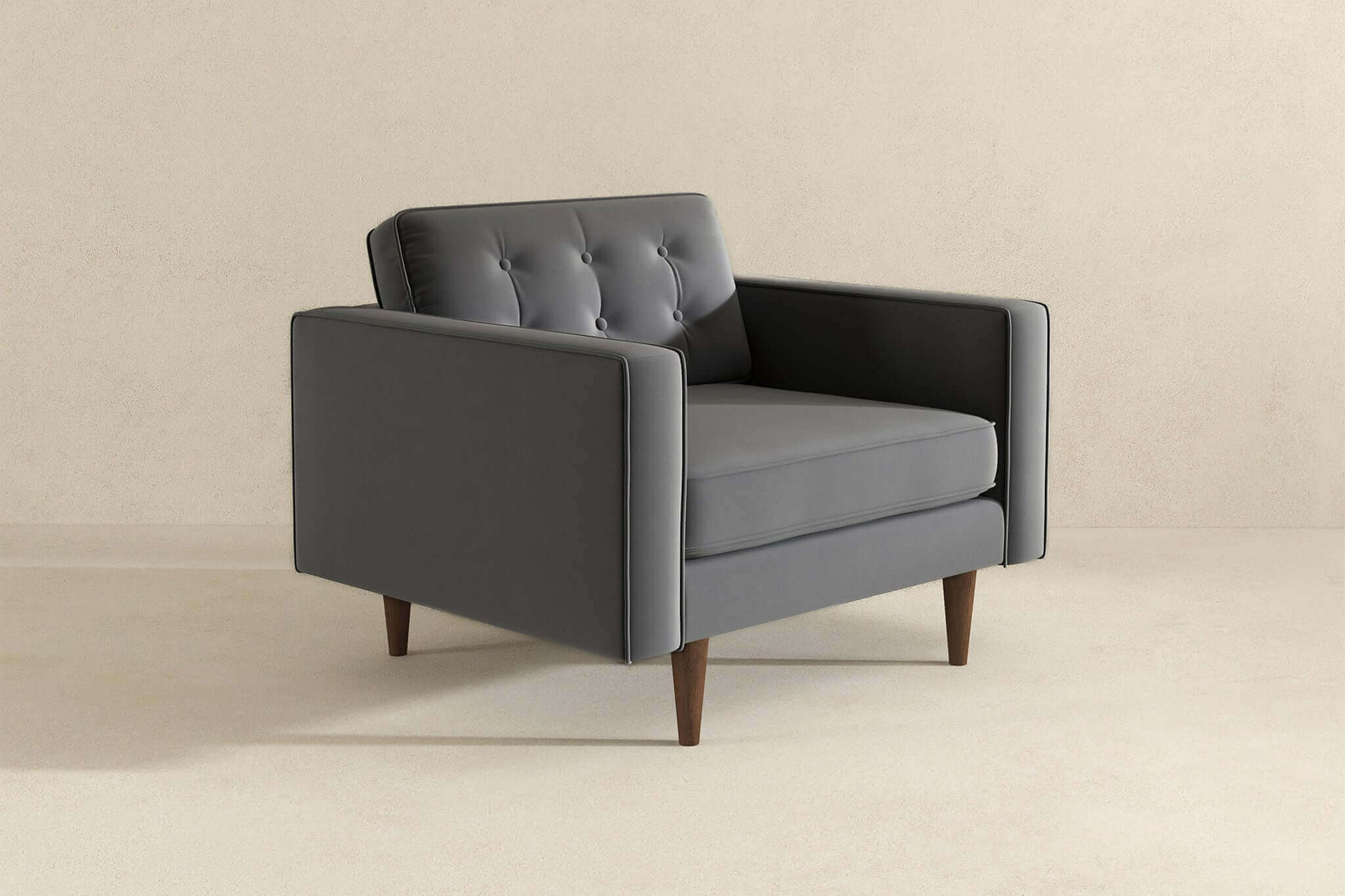 Ashcroft Casey Velvet Lounge Chair - Gray