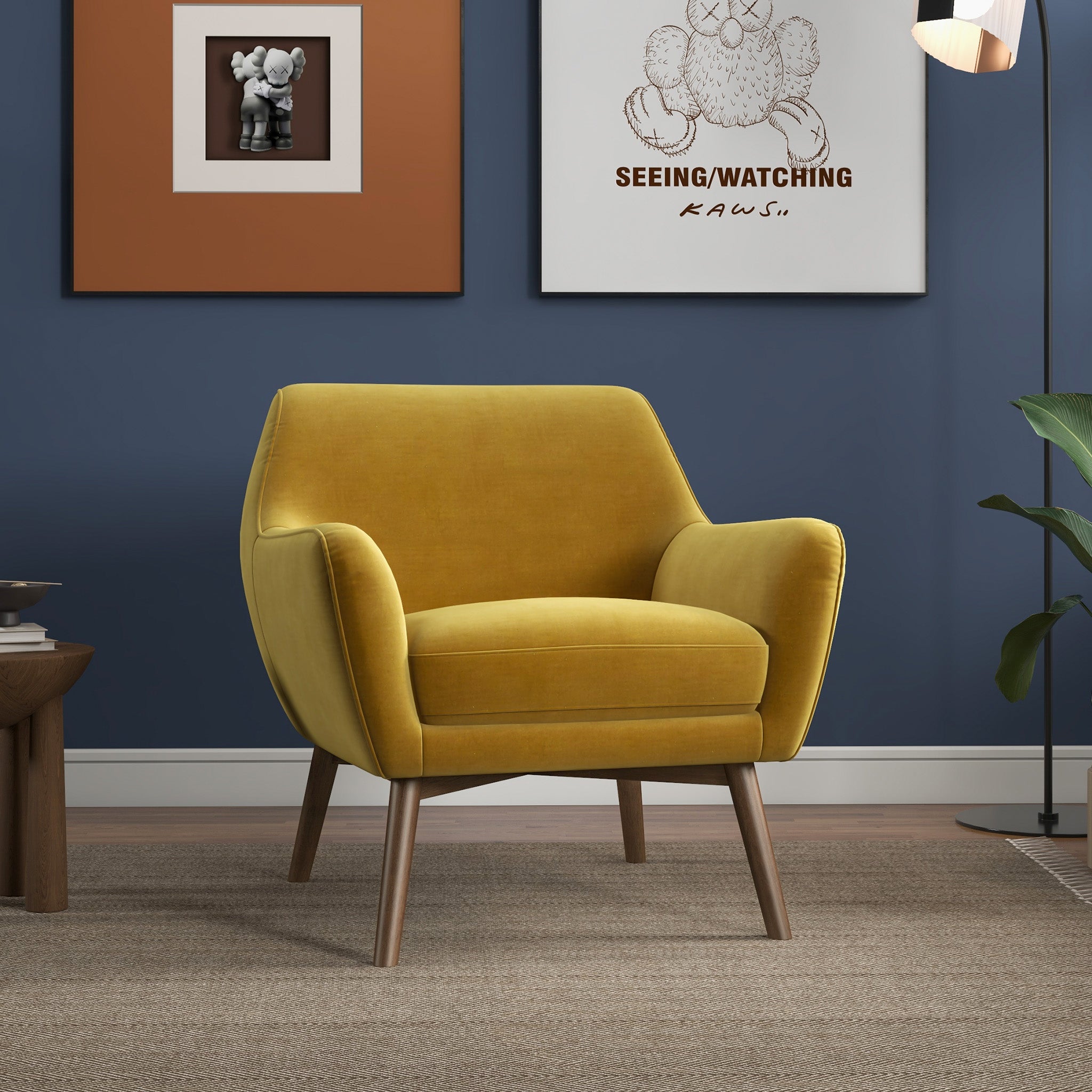 Ashcroft Panom Lounge Chair - Gold Velvet