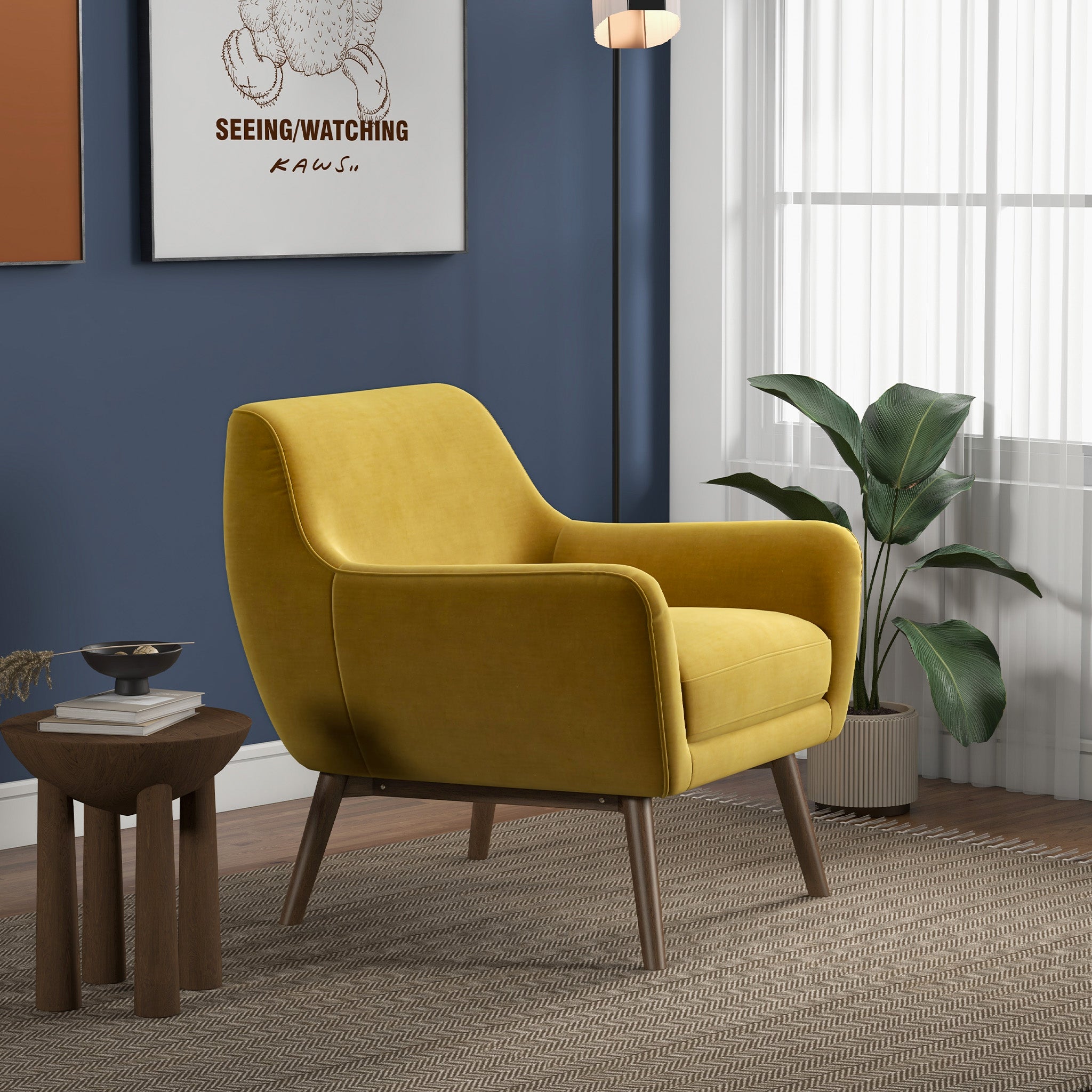 Ashcroft Panom Lounge Chair - Gold Velvet