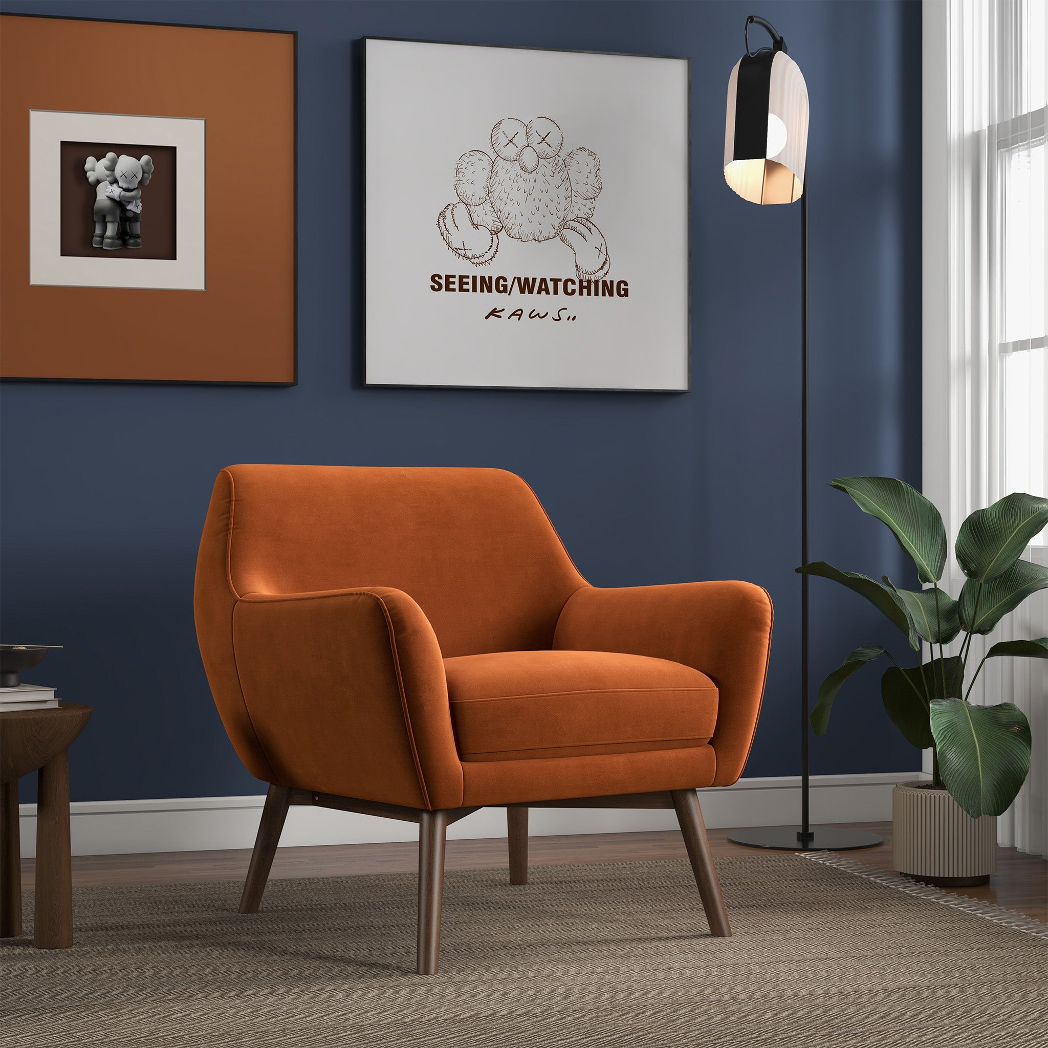 Ashcroft Panom Lounge Chair - Burnt Orange Velvet