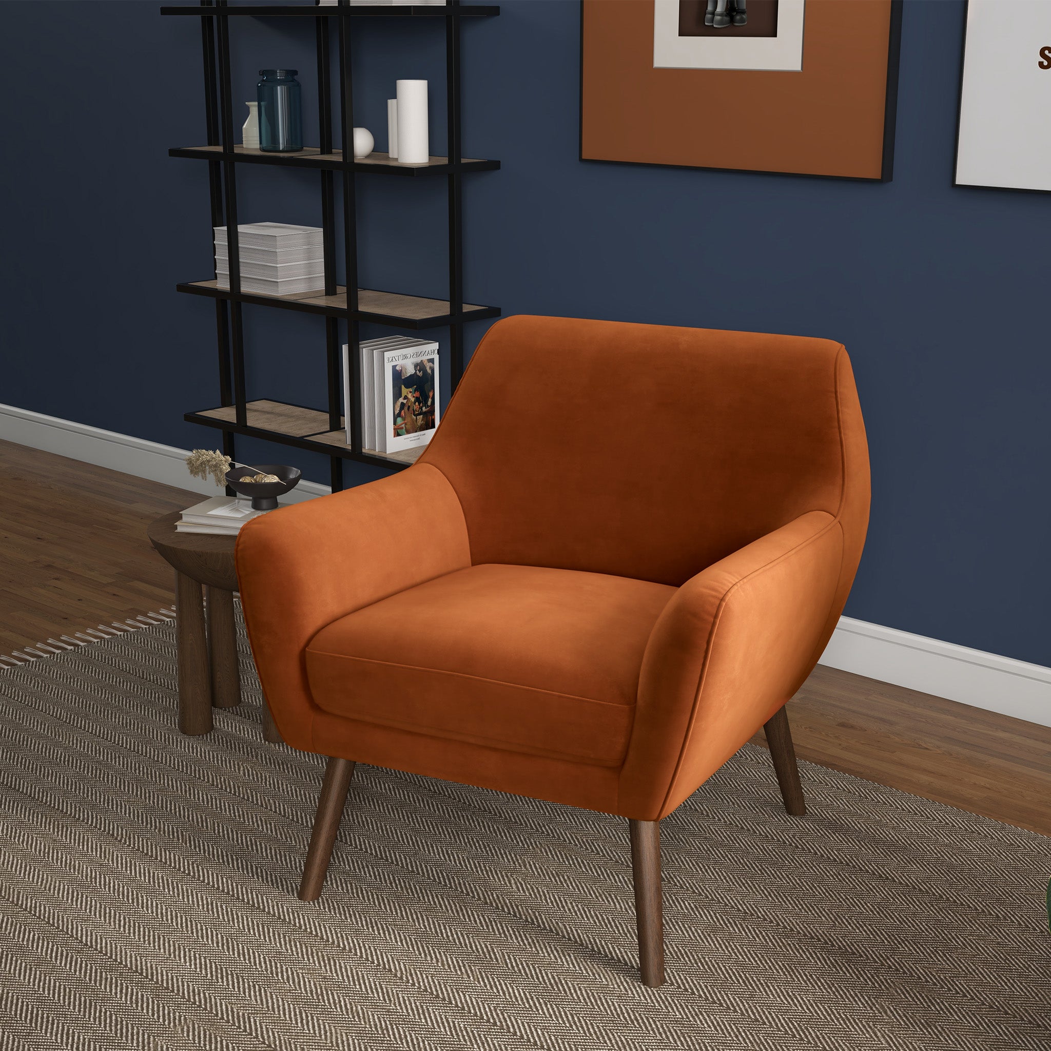 Ashcroft Panom Lounge Chair - Burnt Orange Velvet