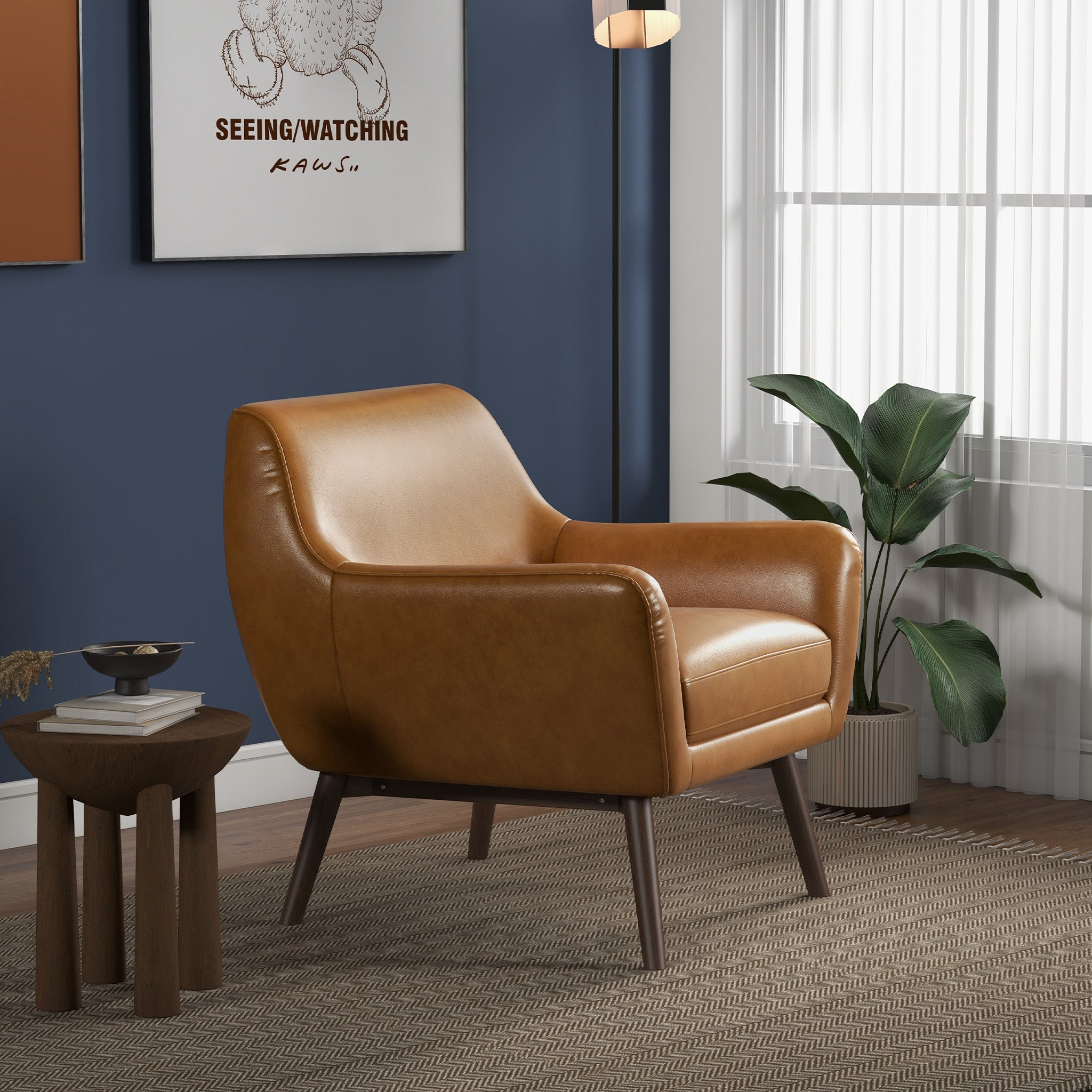 Ashcroft Panom Lounge Chair – Tan Leather