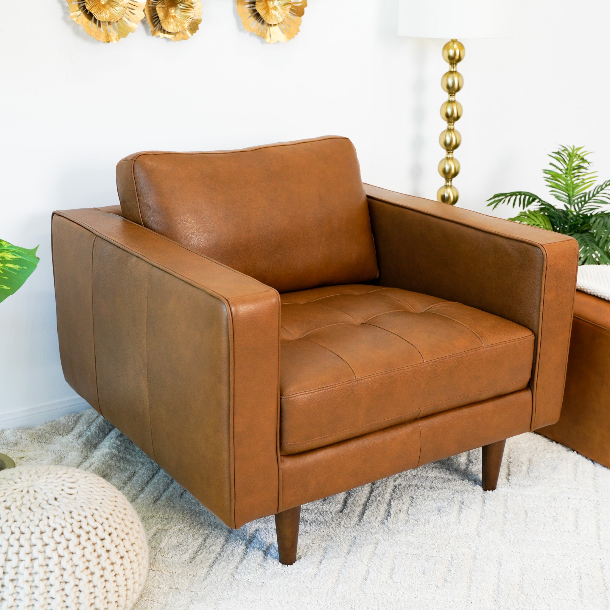 Ashcroft - Catherine Leather Lounge Chair in Tan