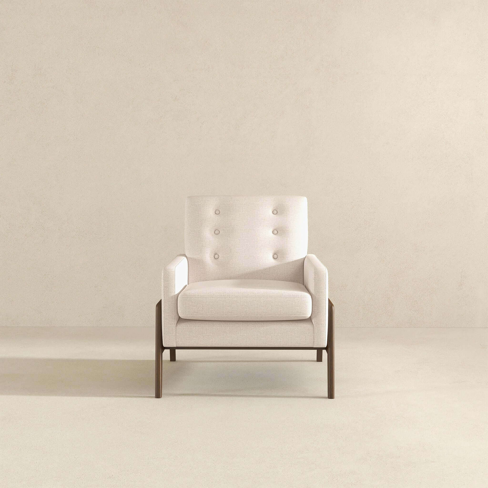 Ashcroft Cole Solid Wood Velvet Lounge Chair – Beige