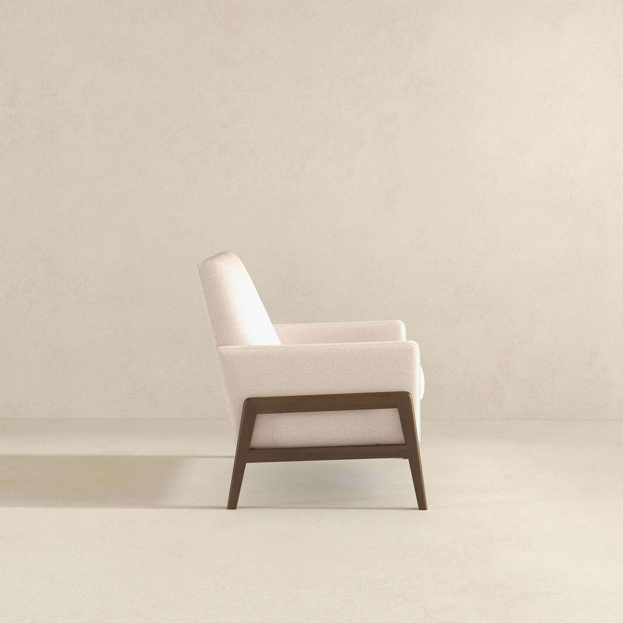 Ashcroft Cole Solid Wood Velvet Lounge Chair – Beige