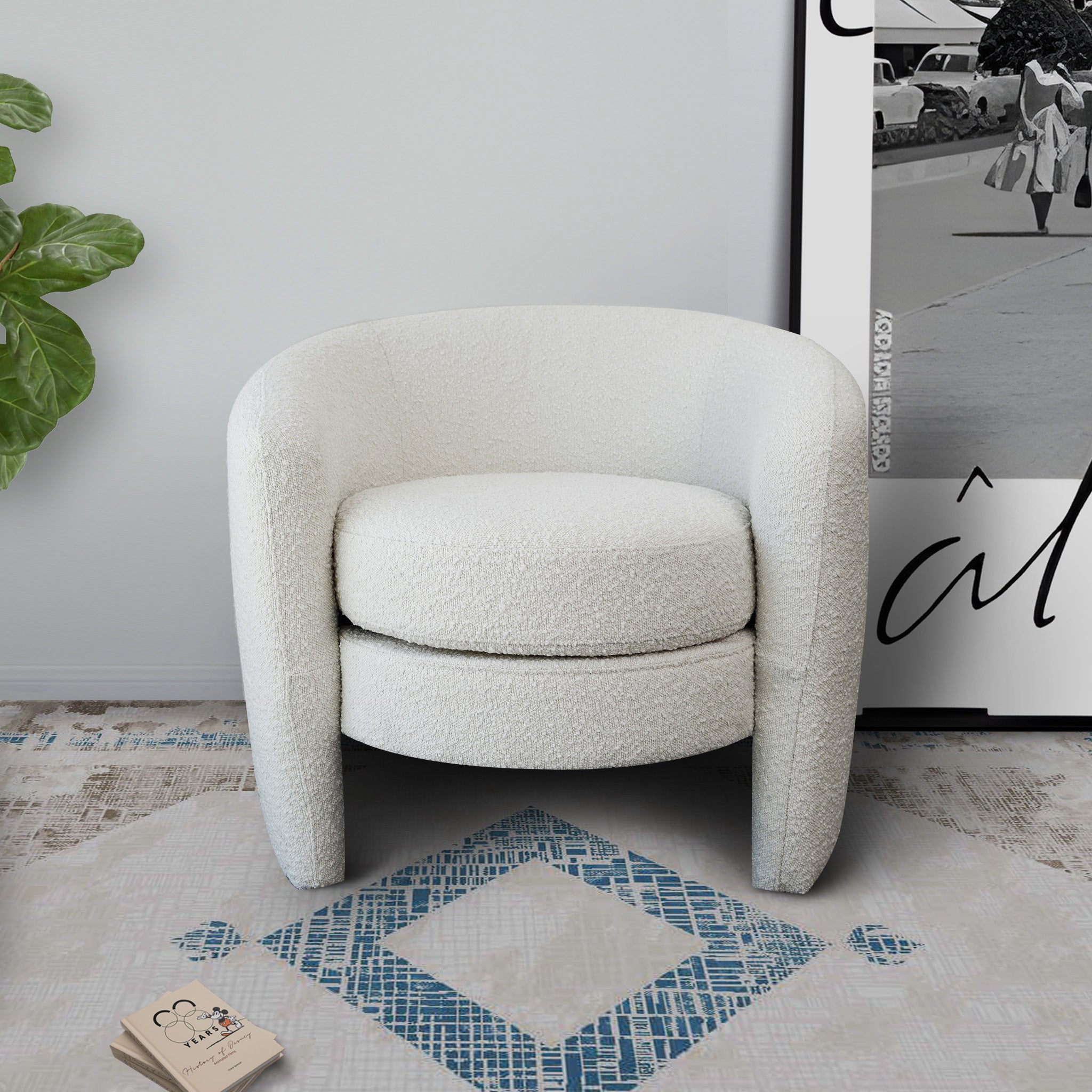 Ashcroft - Avalon White Boucle Lounge Chair