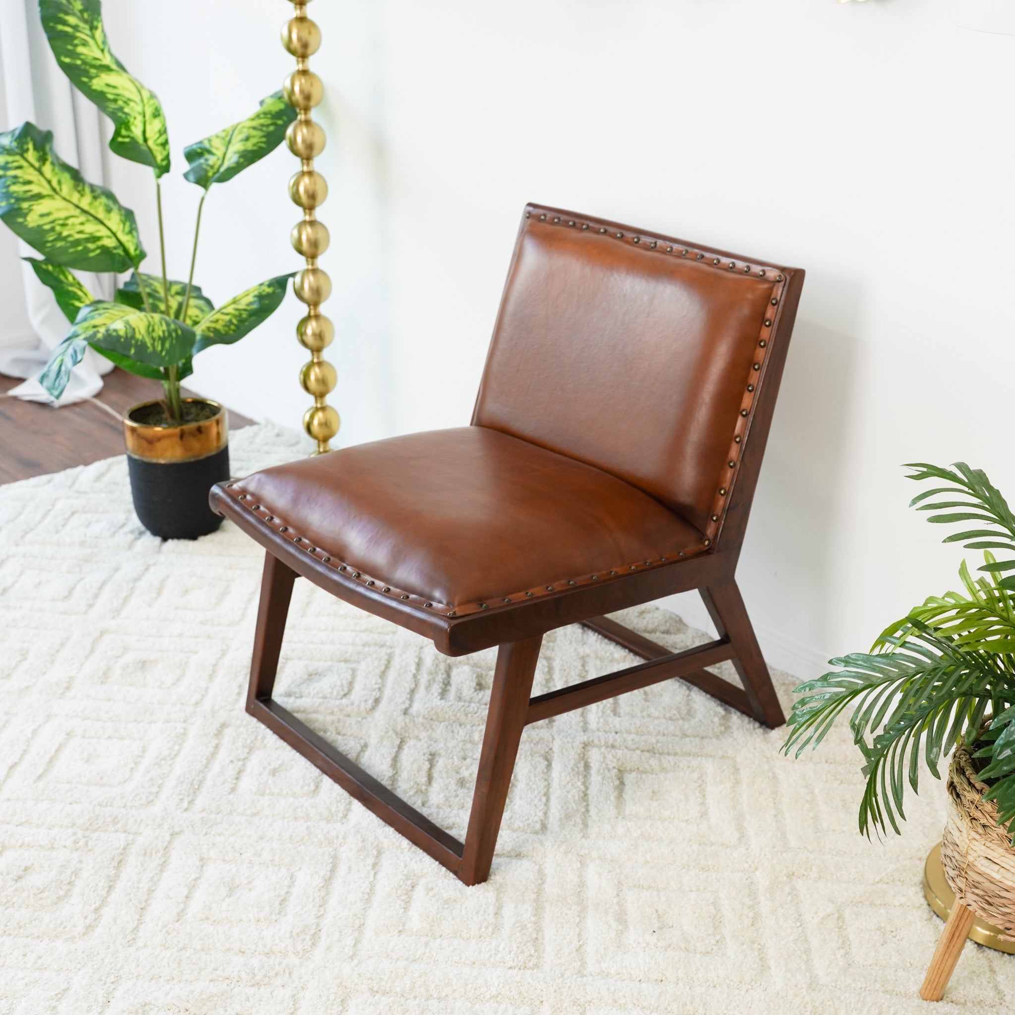 Ashcroft - Everett Tan Leather Lounge Chair