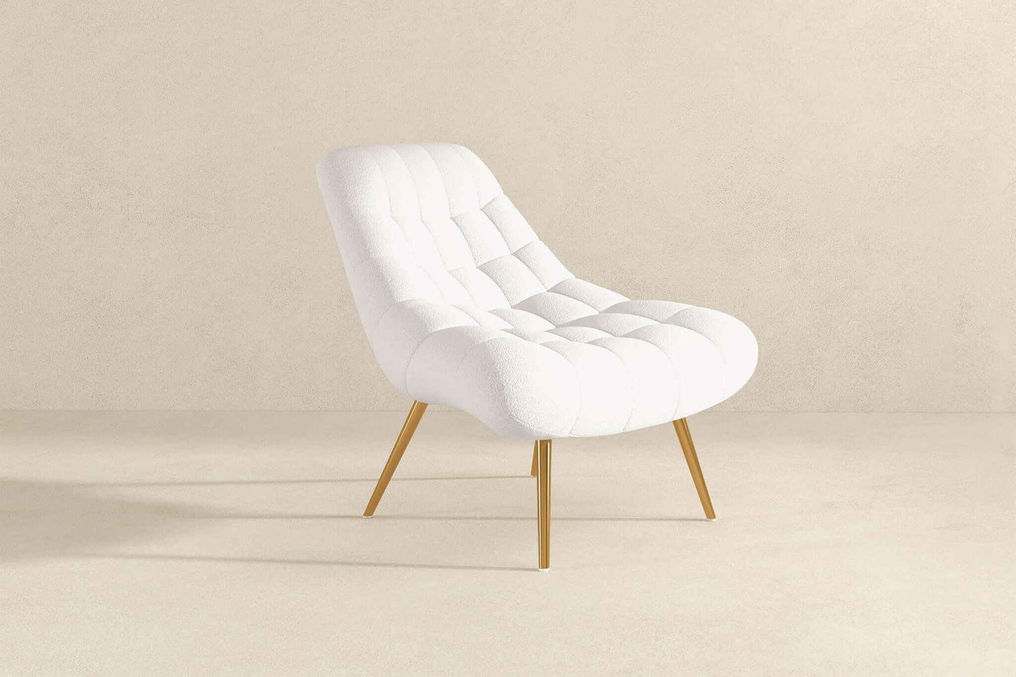 Ashcroft Aubrey French Boucle Lounge Chair - White