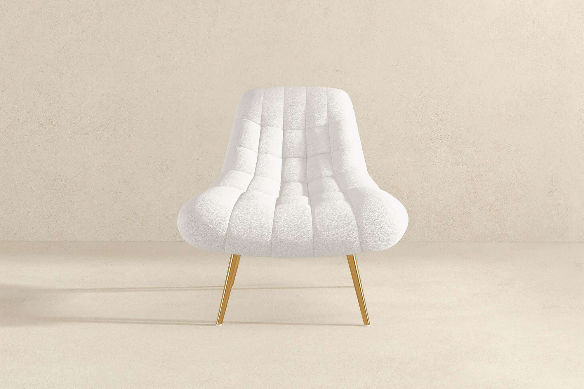 Ashcroft Aubrey French Boucle Lounge Chair - White