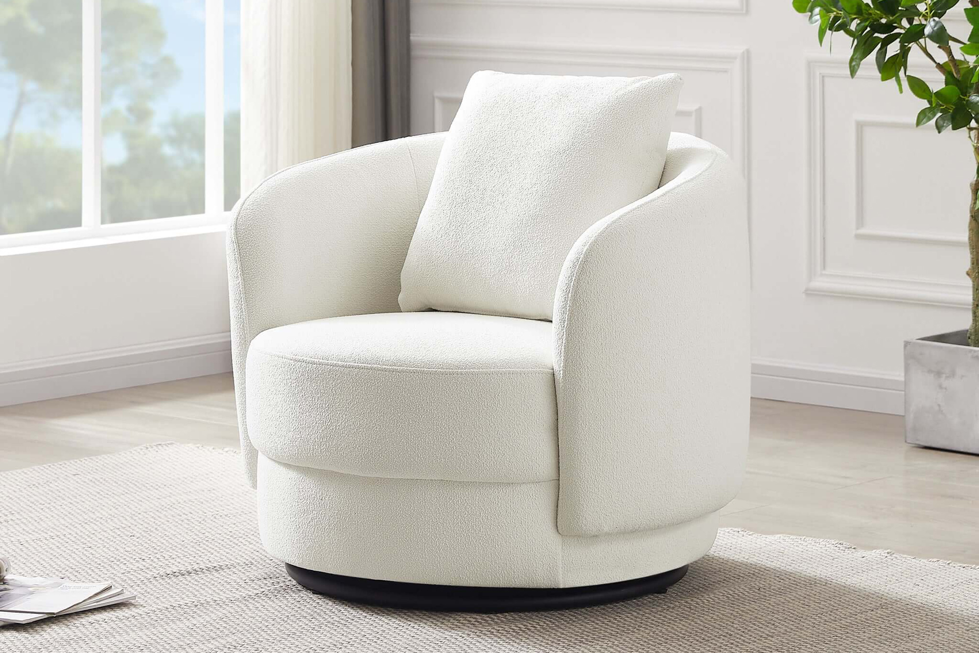 Ashcroft Dylan Boucle Lounge Chair - Cream