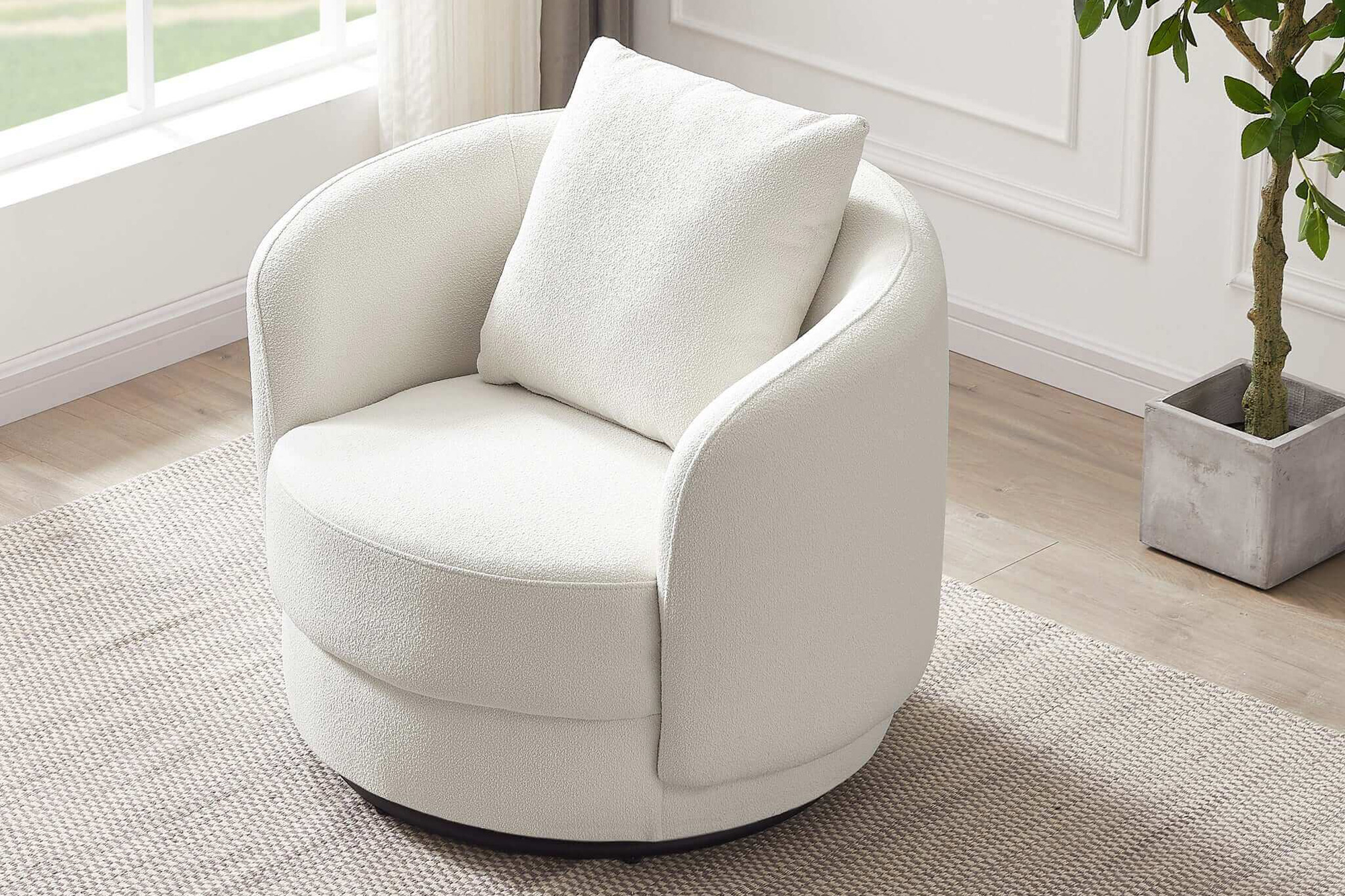 Ashcroft Dylan Boucle Lounge Chair - Cream