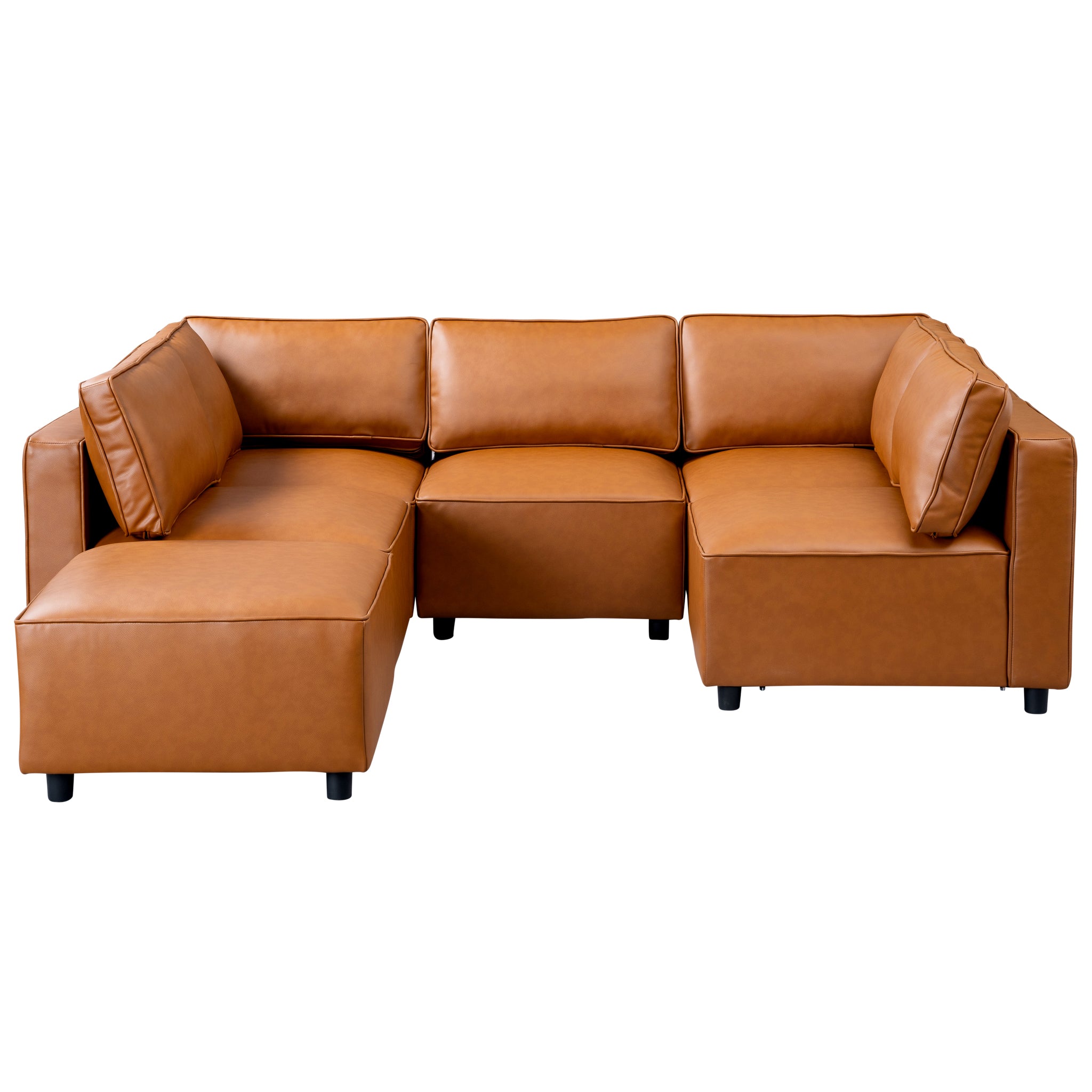 Ashcroft - Reno Cognac Vegan Leather Modular Sofa