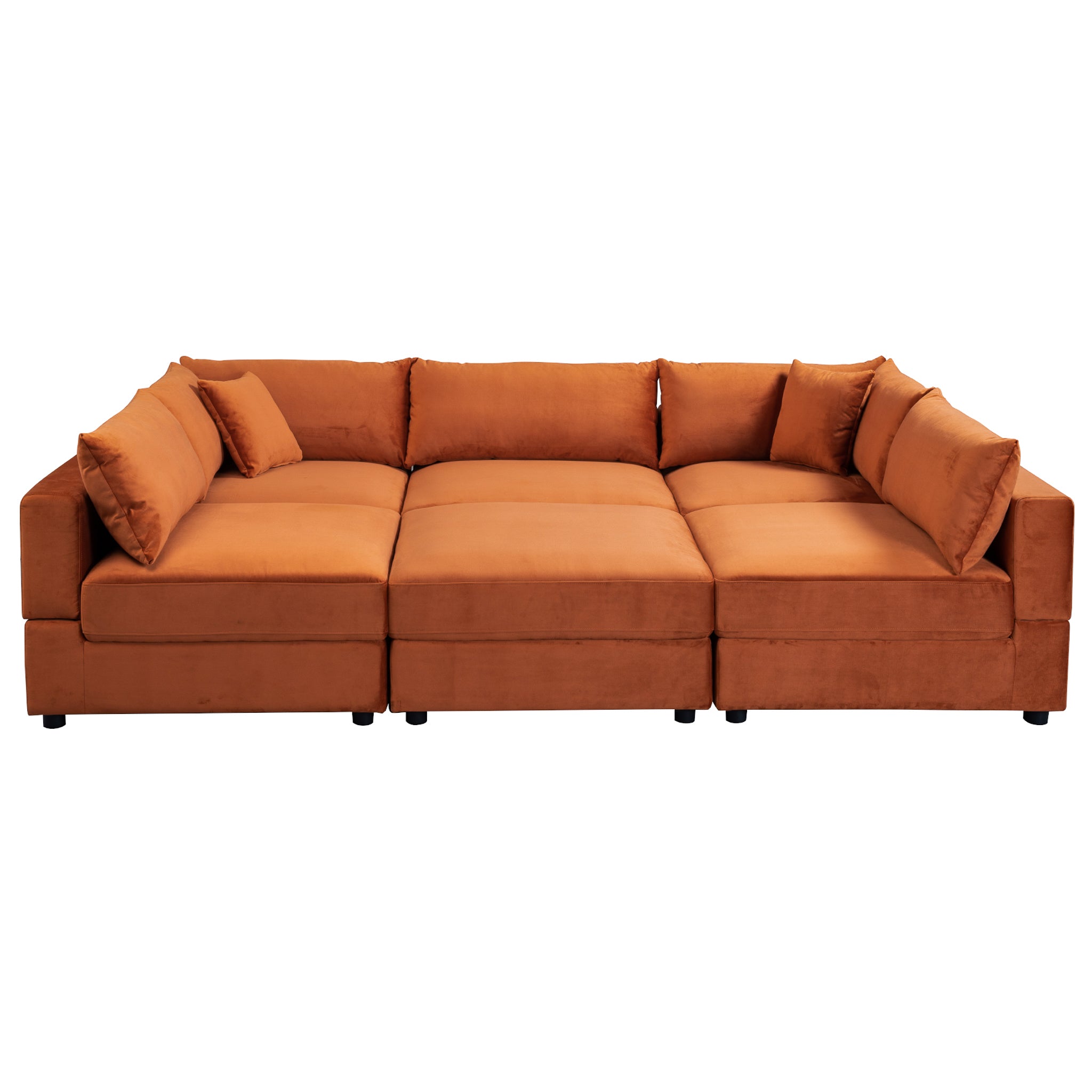 Ashcroft - Uptown Burnt Orange Velvet Modular Sofa