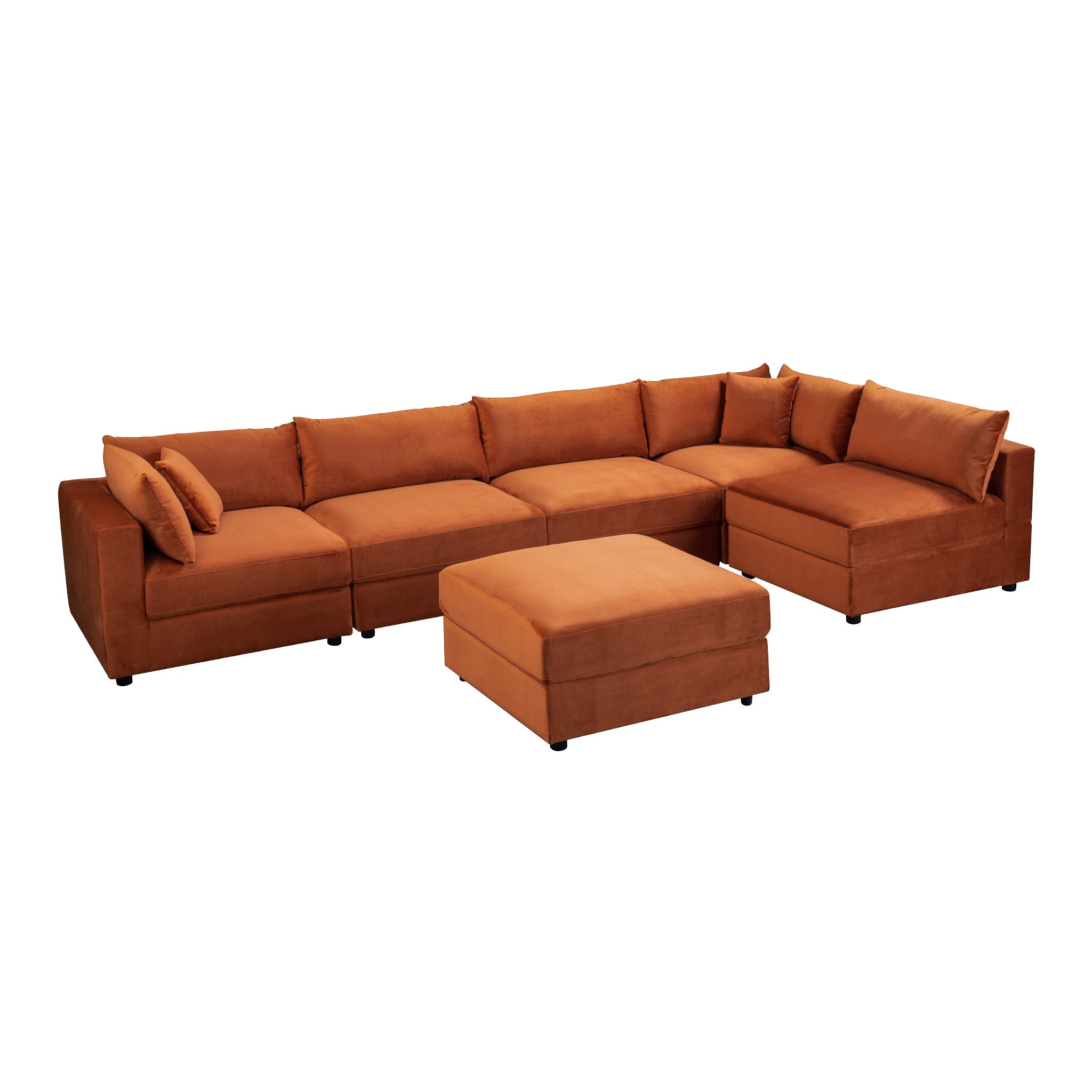 Ashcroft - Uptown Burnt Orange Velvet Modular Sofa