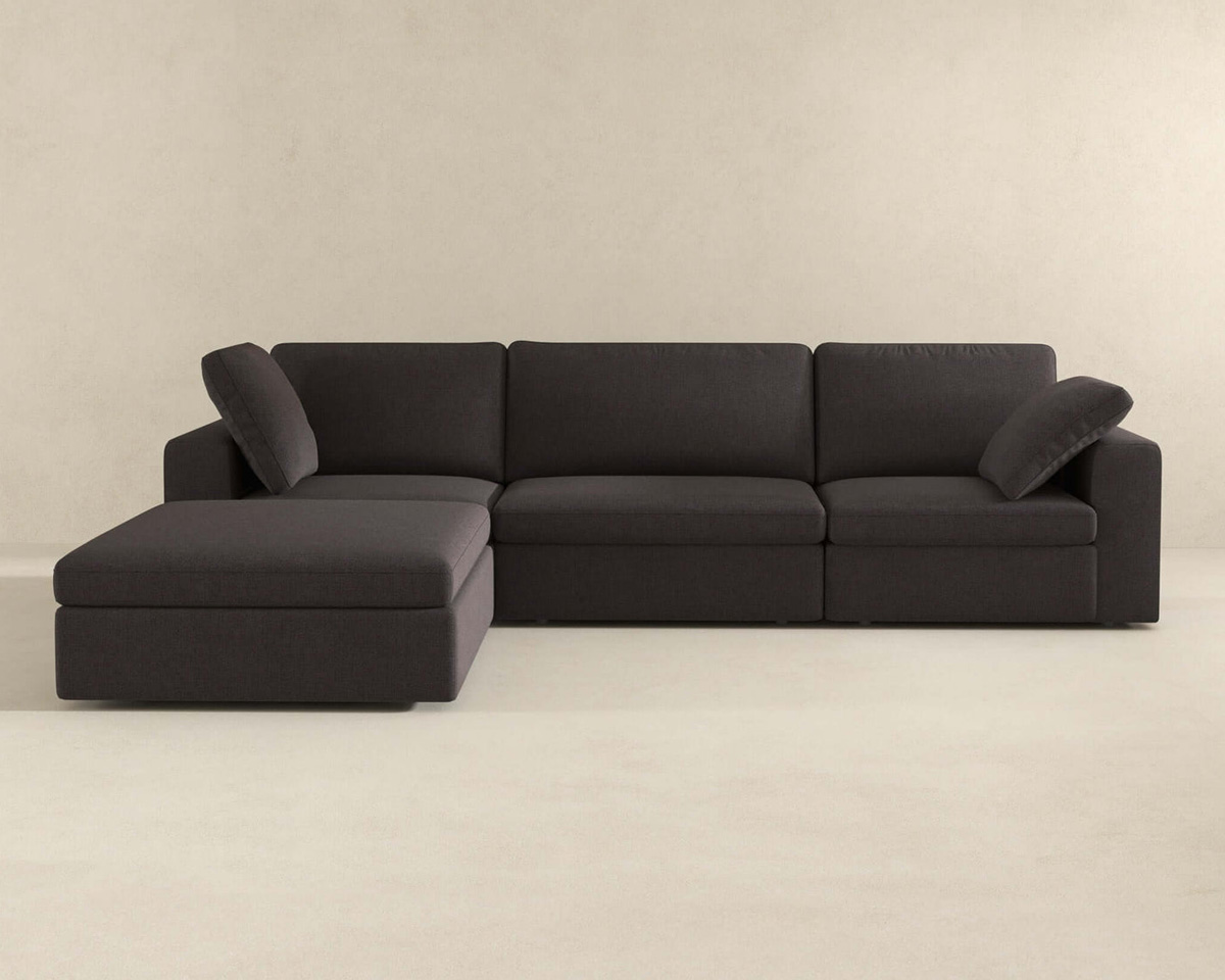 Ashcroft - Cecilia Modular Corner Sectional Modern Fabric Sofa in Dark Gray