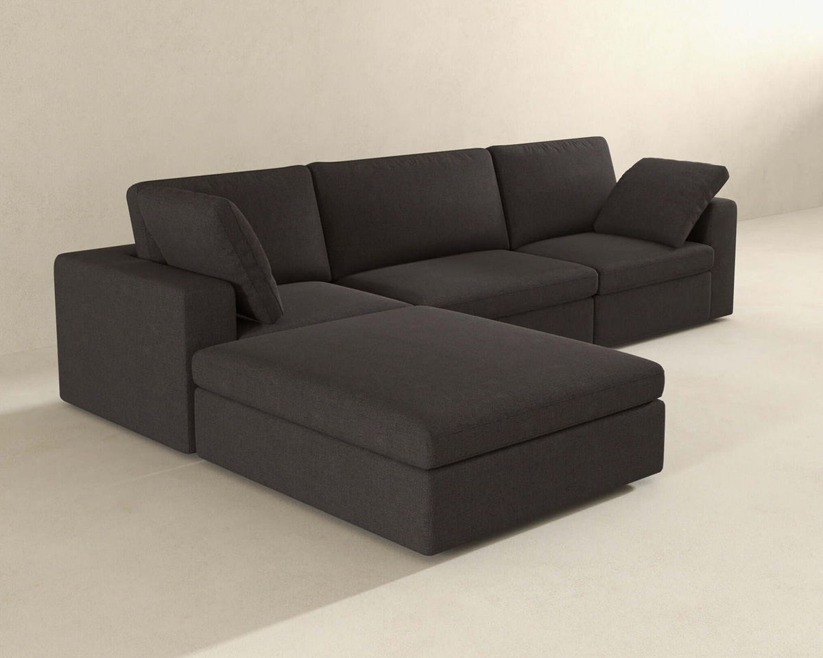 Ashcroft - Cecilia Modular Corner Sectional Modern Fabric Sofa in Dark Gray