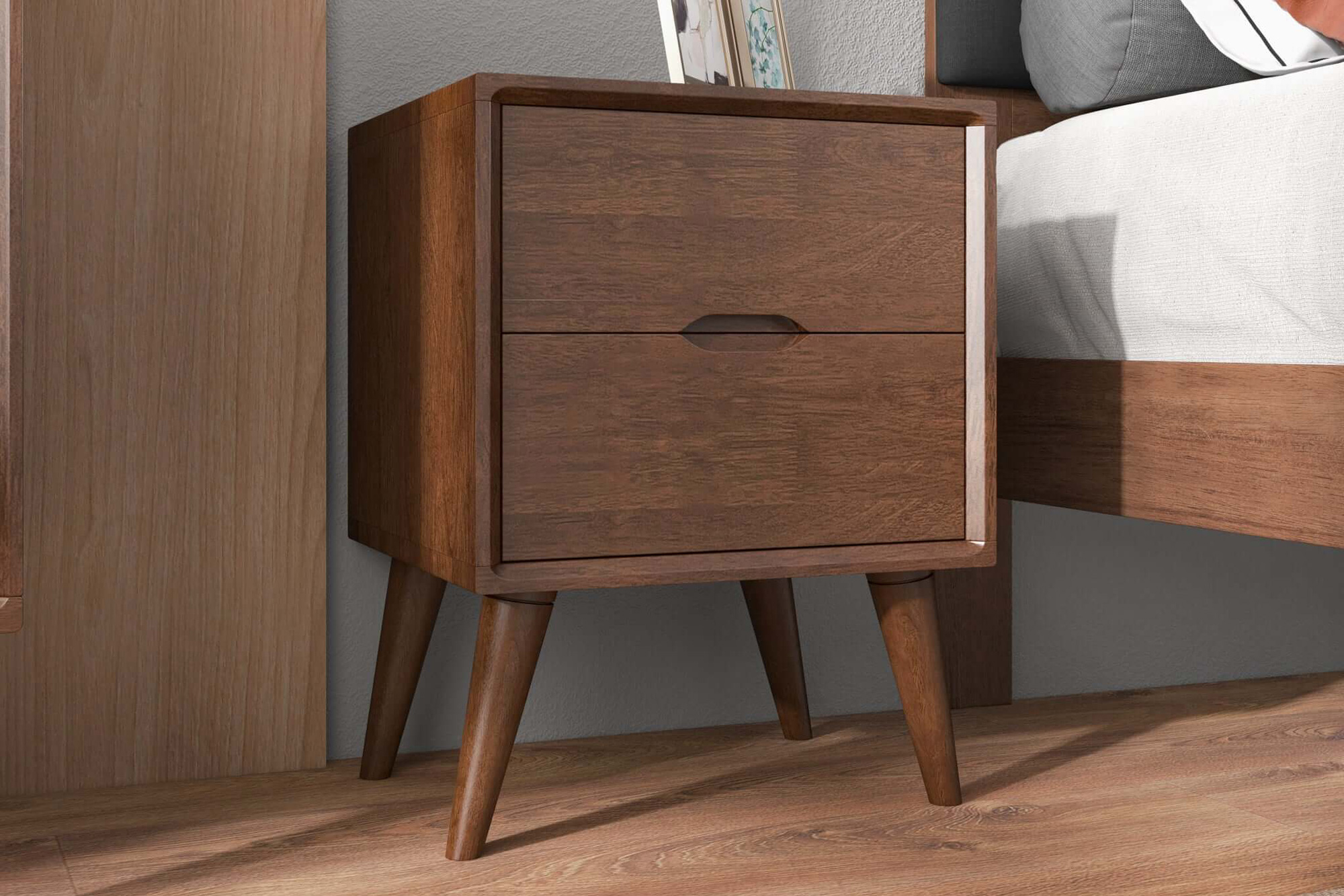 Ashcroft - Alexandra Brown Nightstand with 2 Drawers in Brown