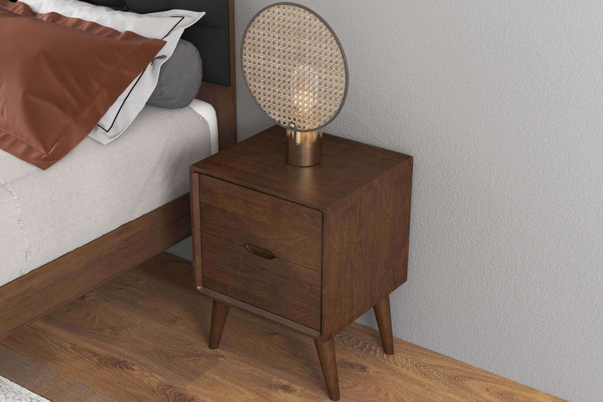 Ashcroft - Alexandra Brown Nightstand with 2 Drawers in Brown