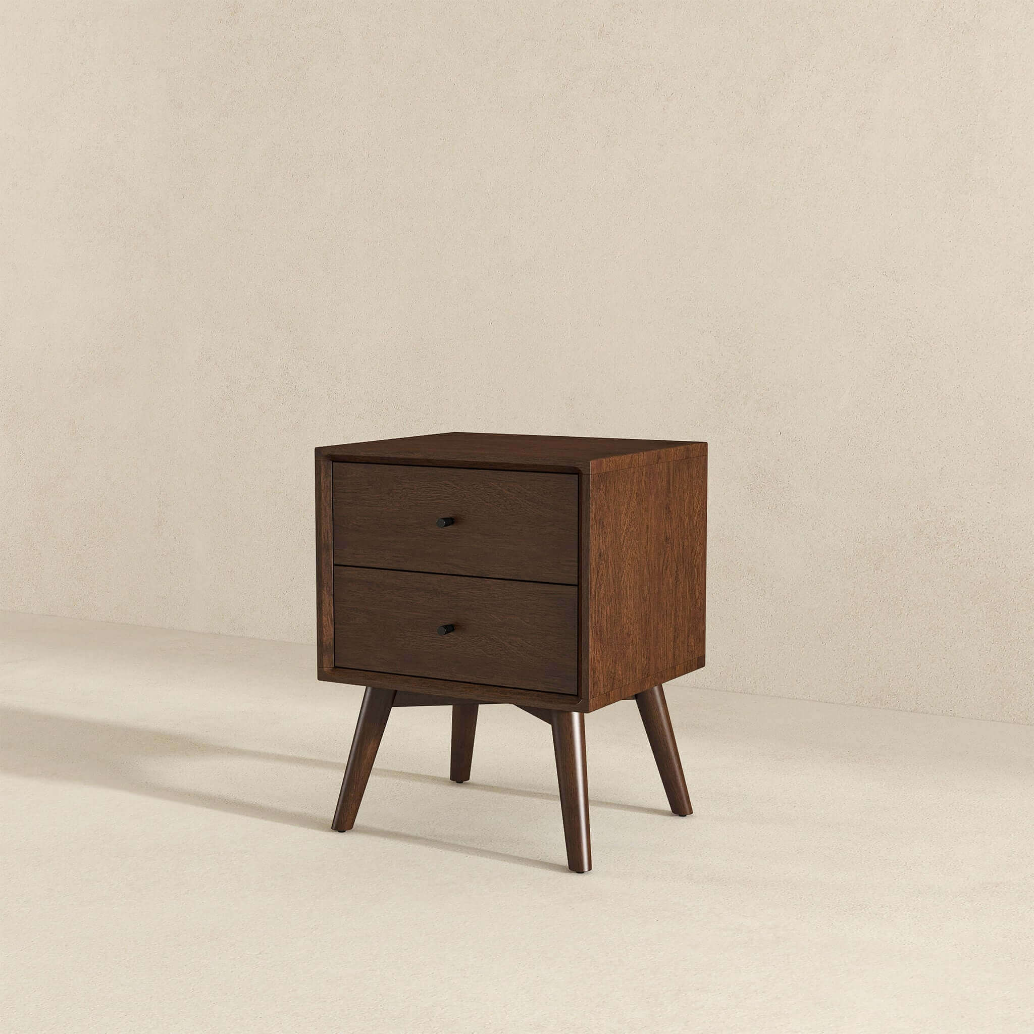 Ashcroft Caroline Mid-Century Modern Style Nightstand with 2 Drawers - Brown