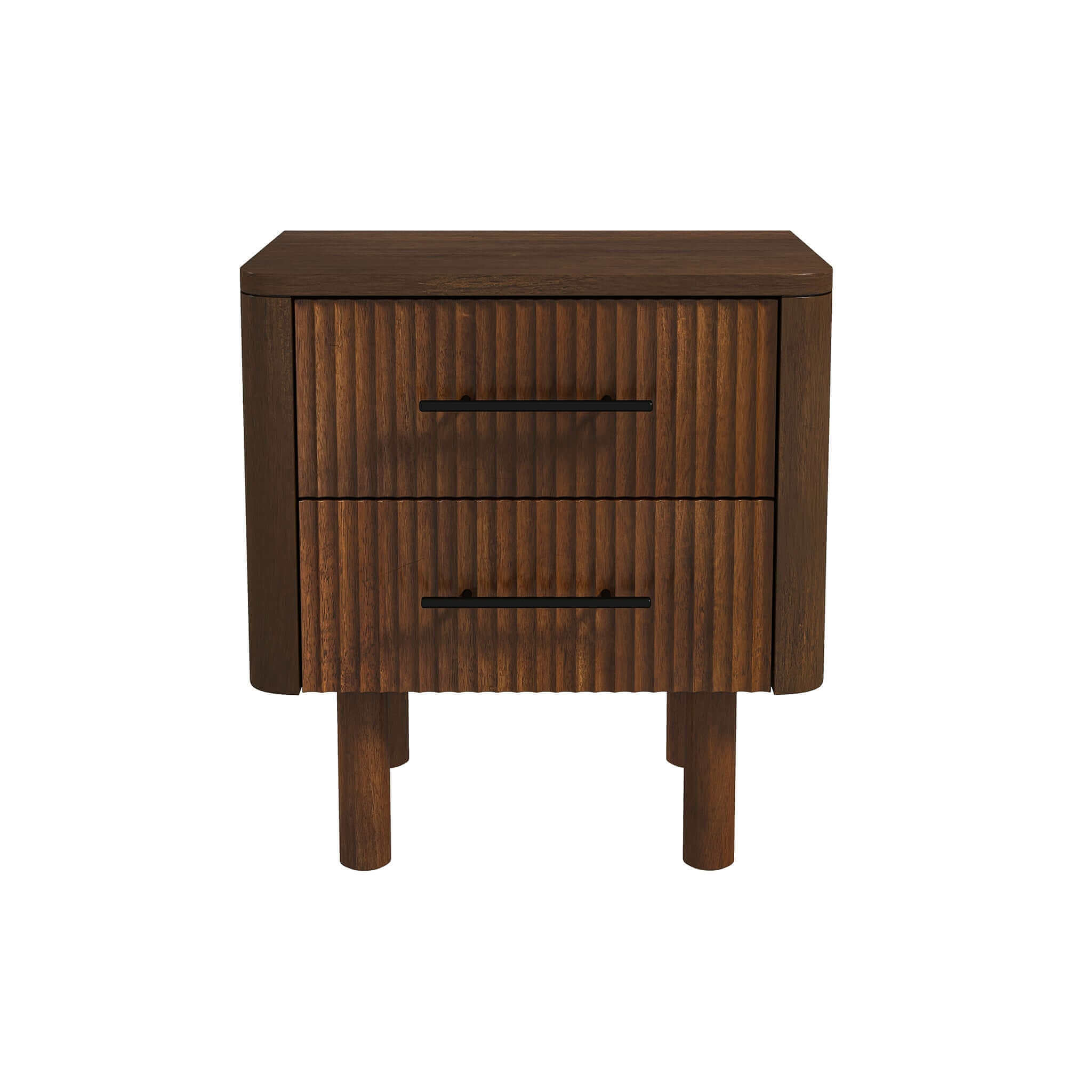 Ashcroft - Logan Mid-Century Modern Nightstand Bed Side Table with 2 Drawers in Walnut