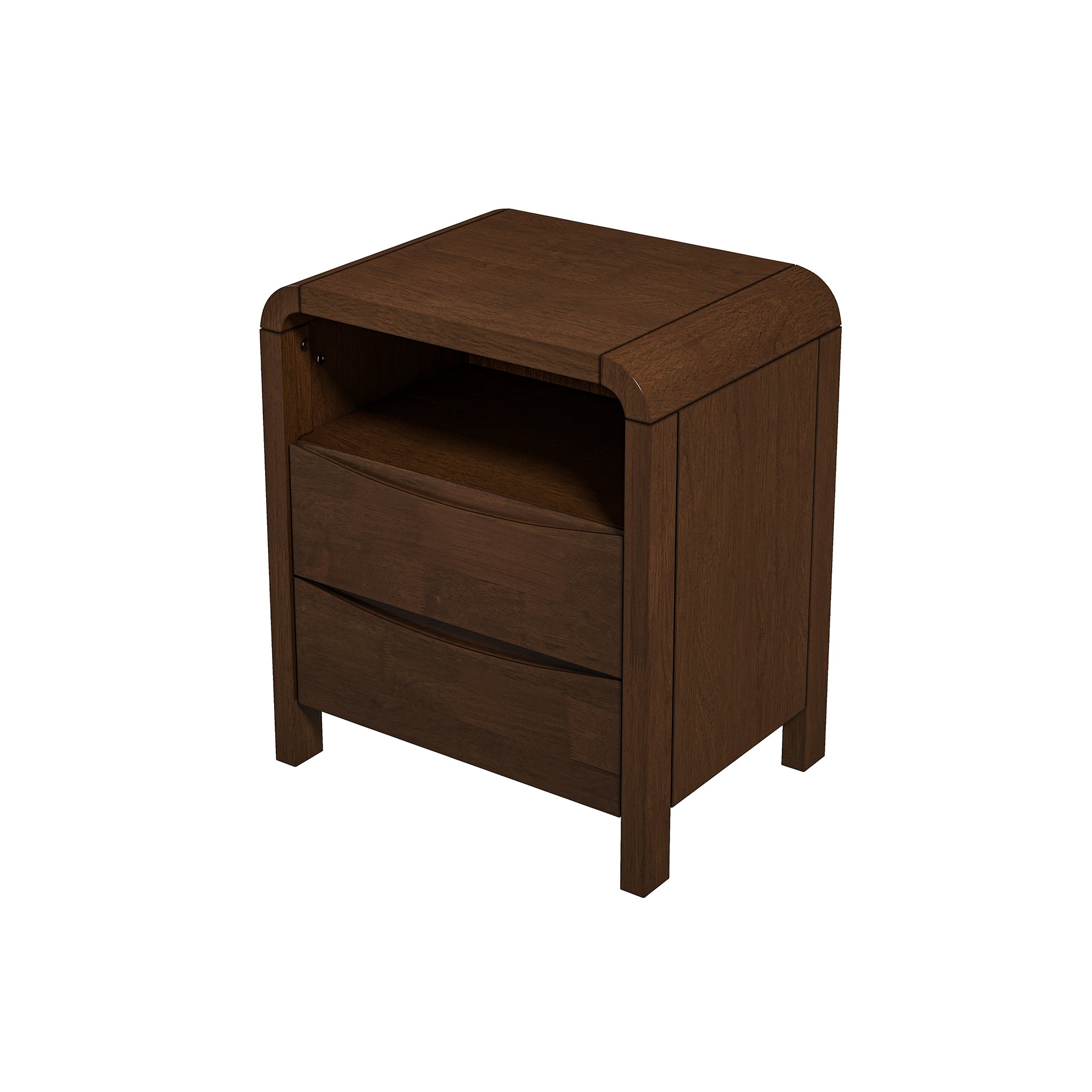 Ashcroft - Lionel Mid Century Modern Solid Wood Nightstand 2-Drawer